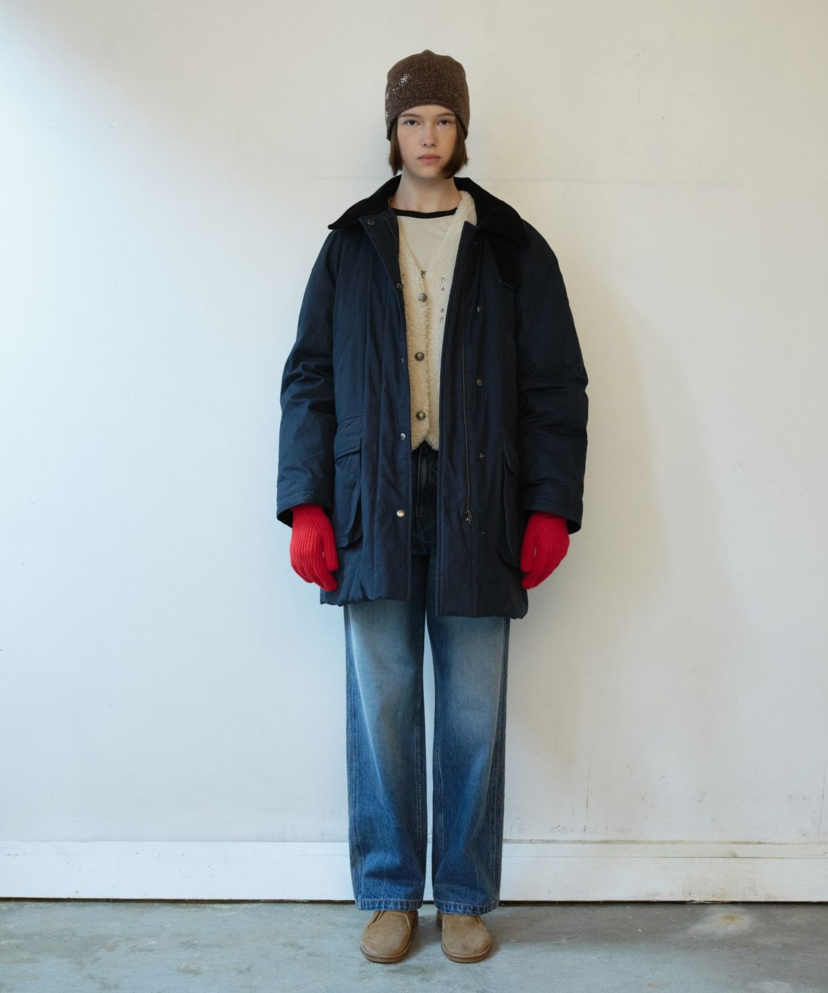 프리터(FRITUR) Field Cord Padding Coat Navy_F263JP25