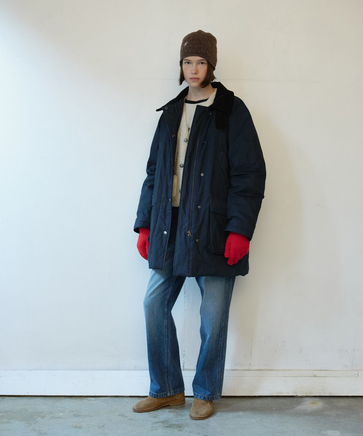 프리터(FRITUR) Field Cord Padding Coat Navy_F263JP25