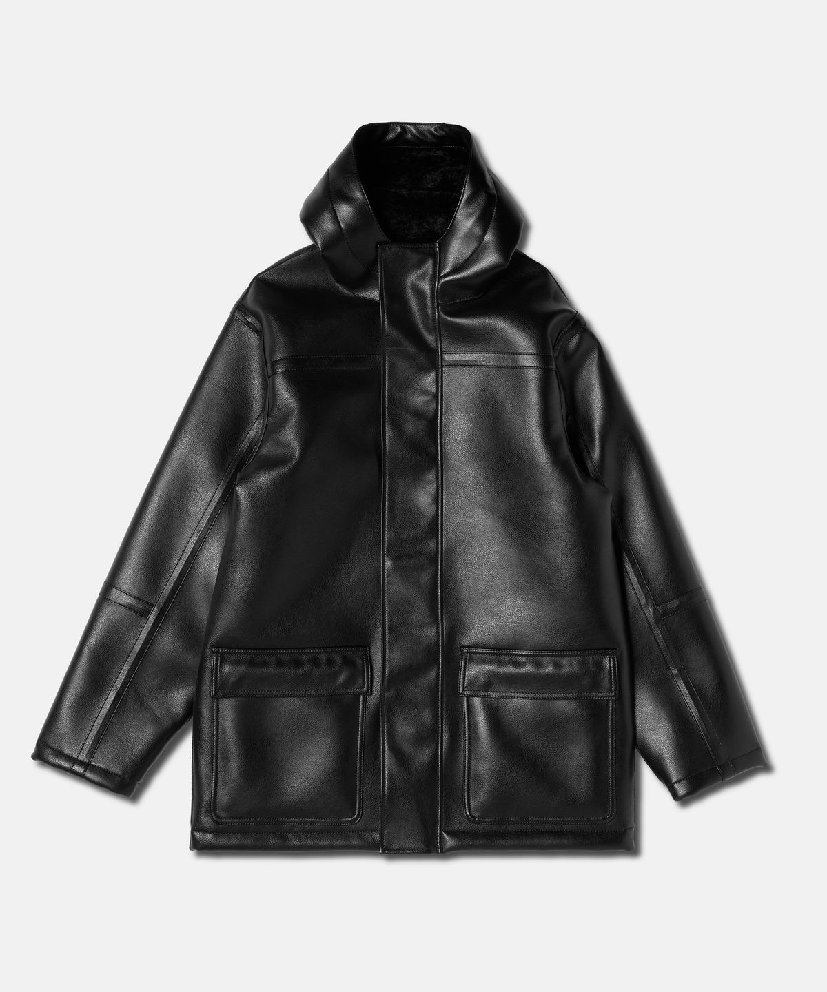 더씽인데어데어(THE THING IN THEIR THERE) Faux Leather Shearling Field Parka Black