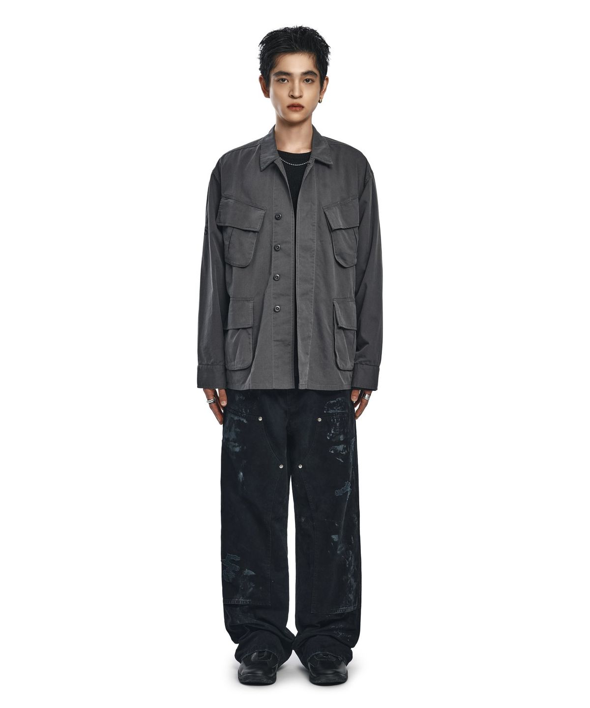 노매뉴얼(NOMANUAL) VTG JUNGLE FATIGUE JACKET - CHARCOAL