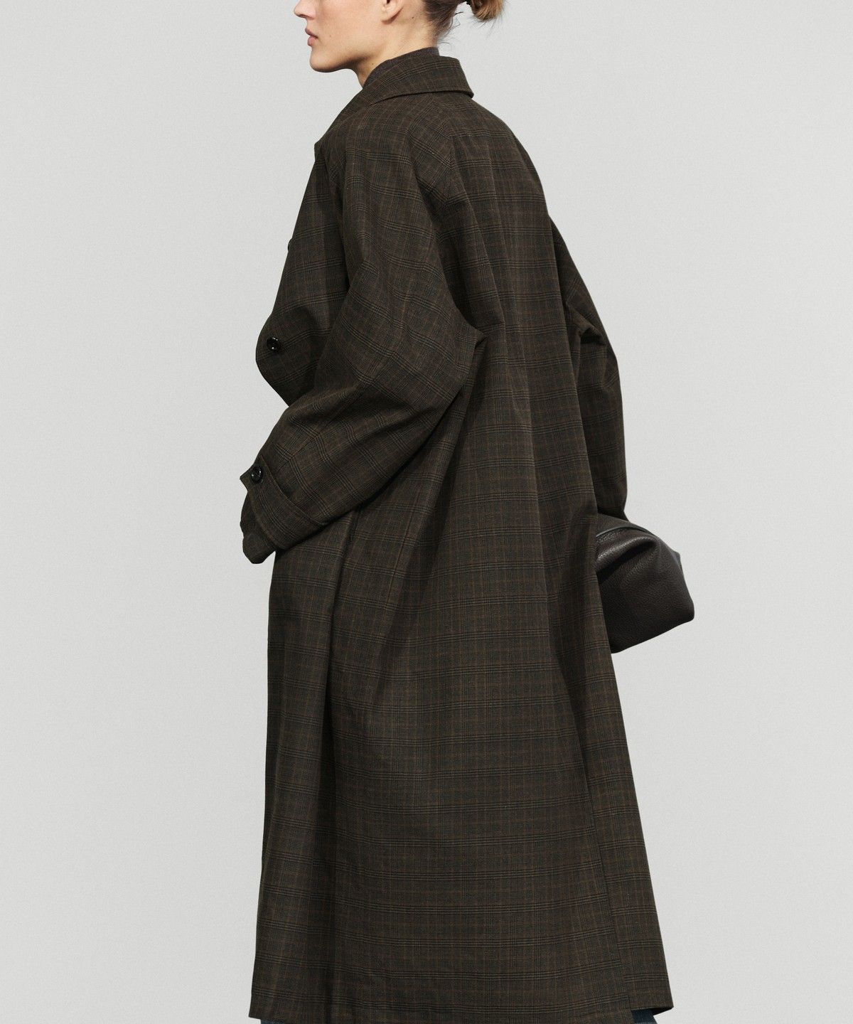마시모두띠(MASSIMO DUTTI) 100% 코튼 체크 롱 트렌치코트