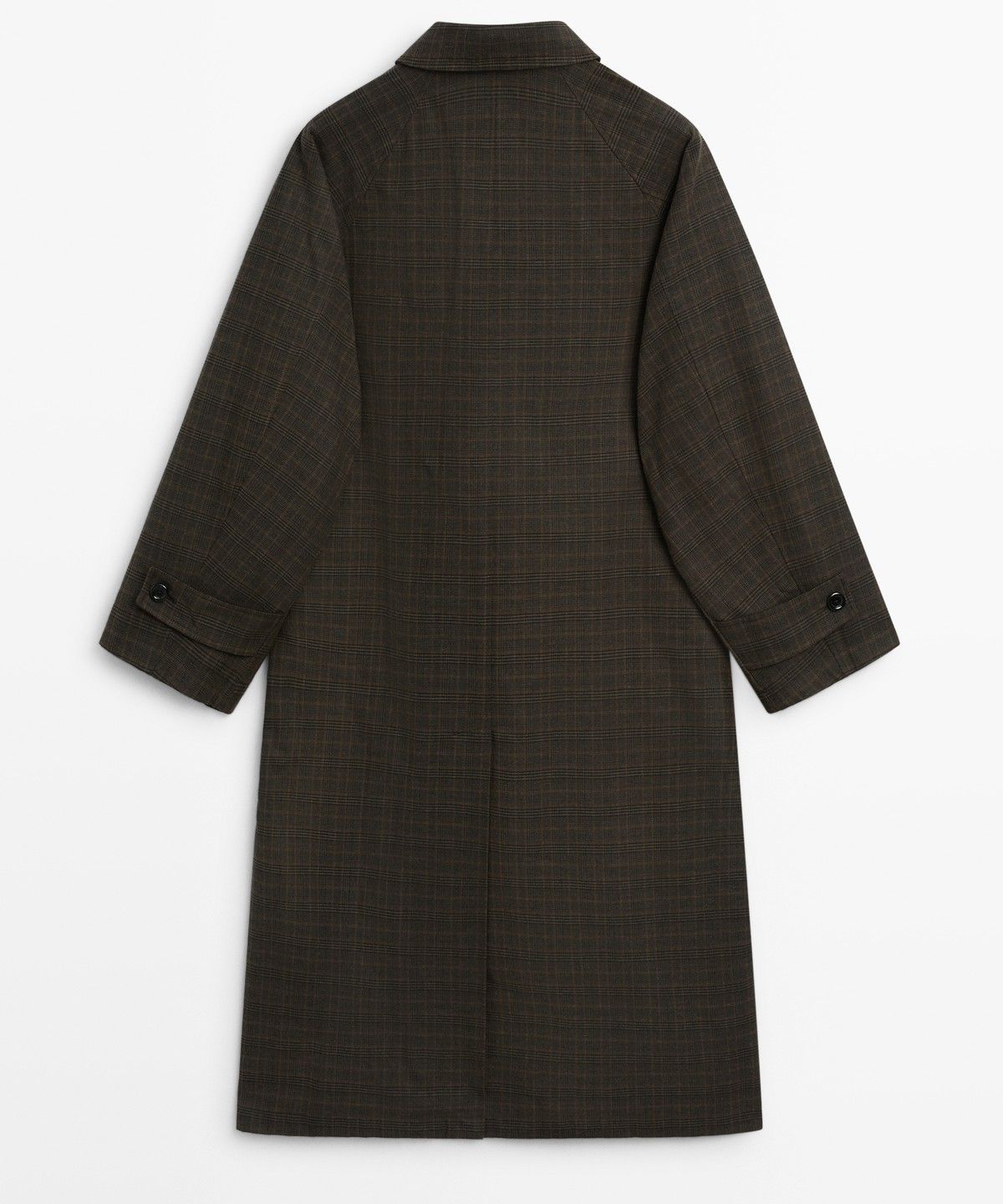 마시모두띠(MASSIMO DUTTI) 100% 코튼 체크 롱 트렌치코트