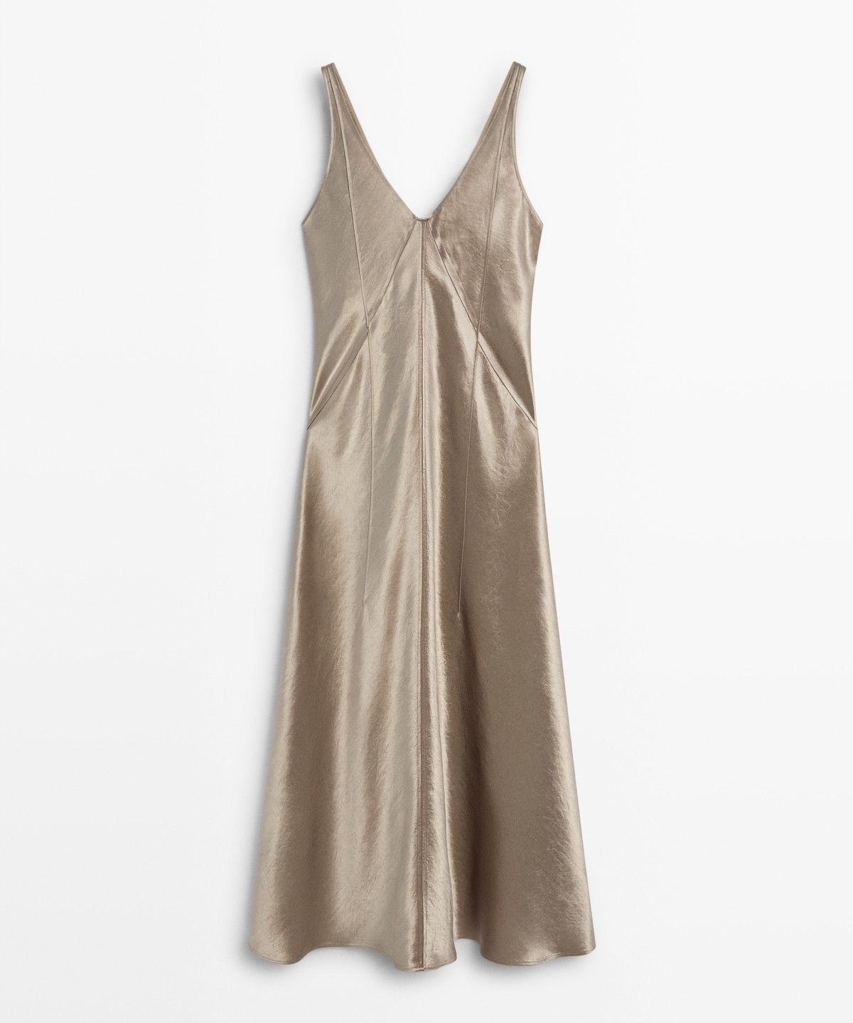마시모두띠(MASSIMO DUTTI) 새틴 브이넥 롱 드레스