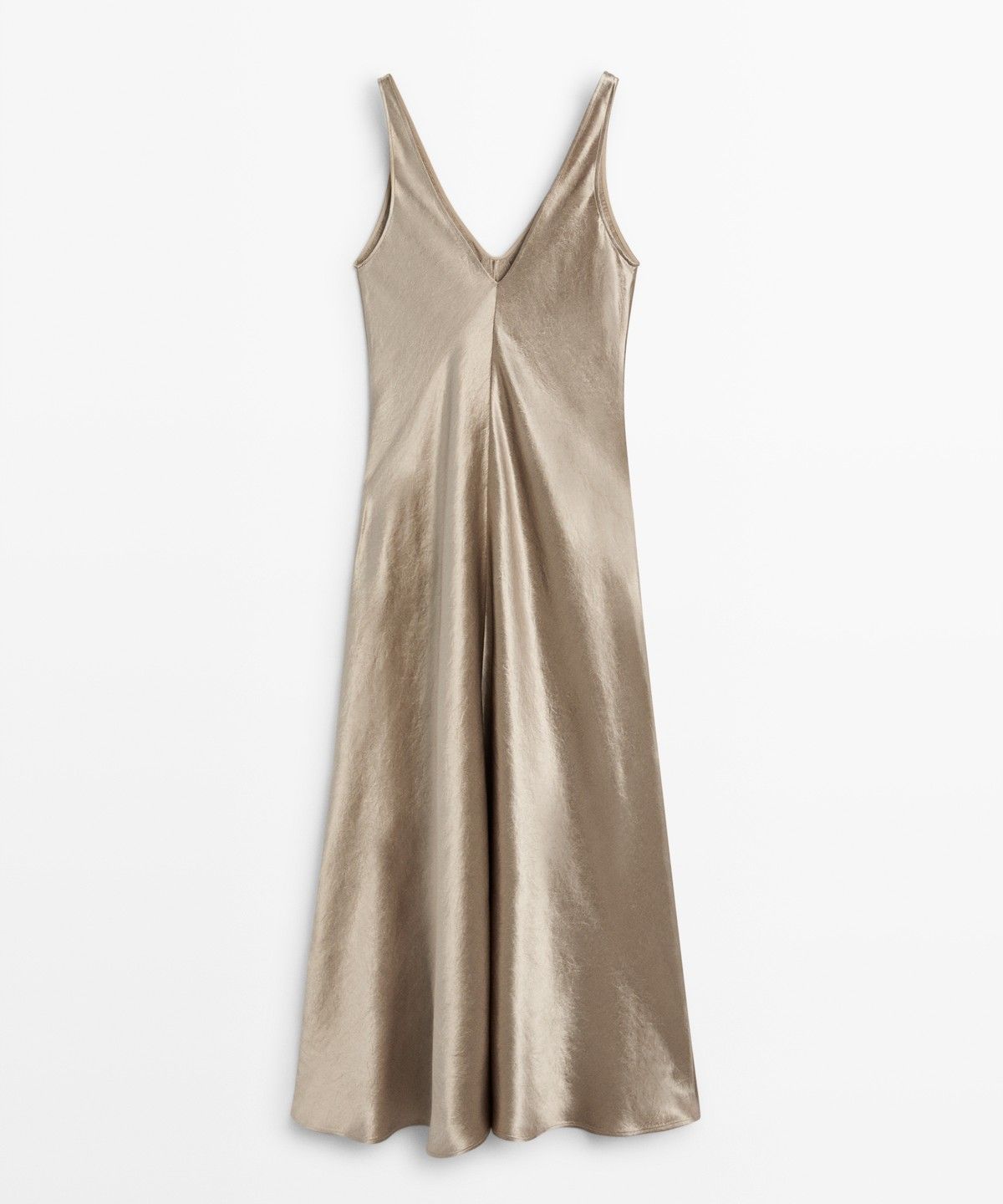마시모두띠(MASSIMO DUTTI) 새틴 브이넥 롱 드레스