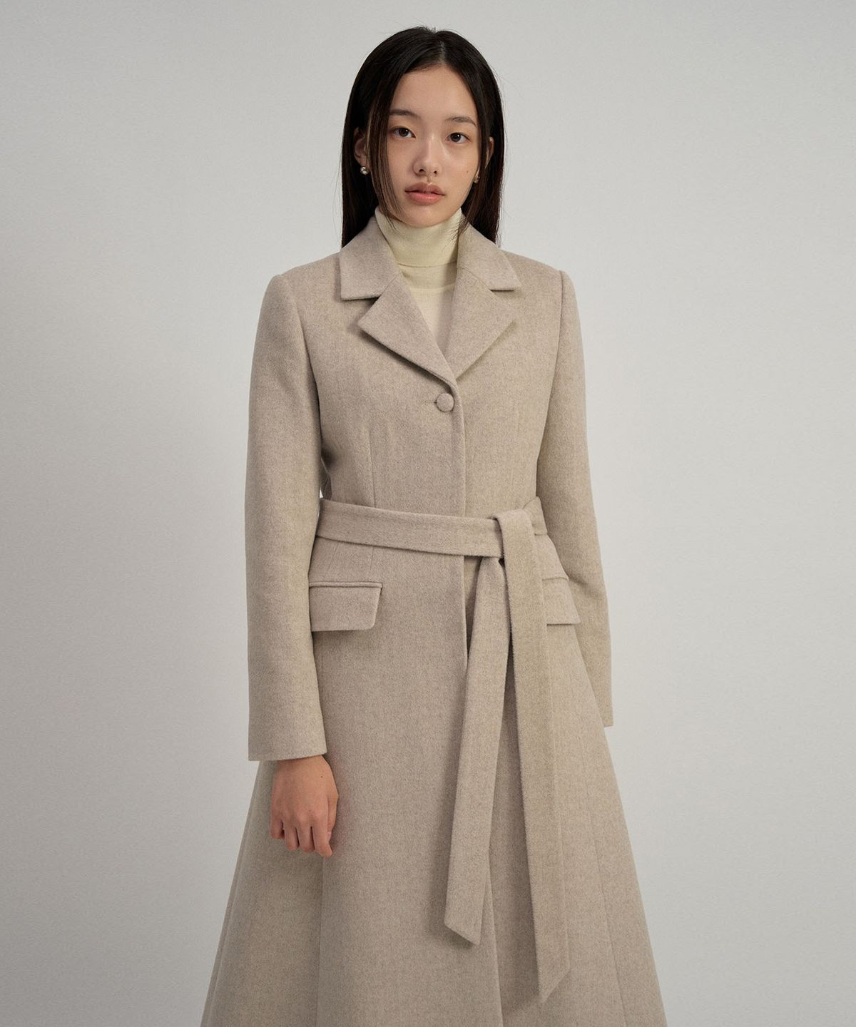 토와브(TOWAV) CLASSY FLARE COAT_OATMEAL