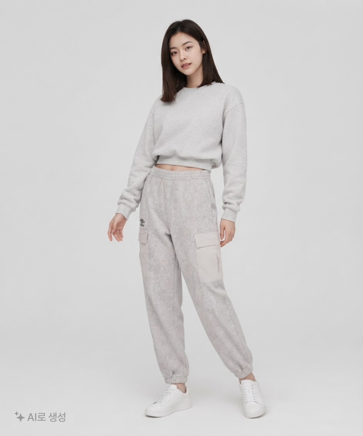 엄브로(UMBRO) WARM+ 우븐 믹스 플리스 카고 조거 팬츠 화이트 멜란지(UO421SFPO1) 70