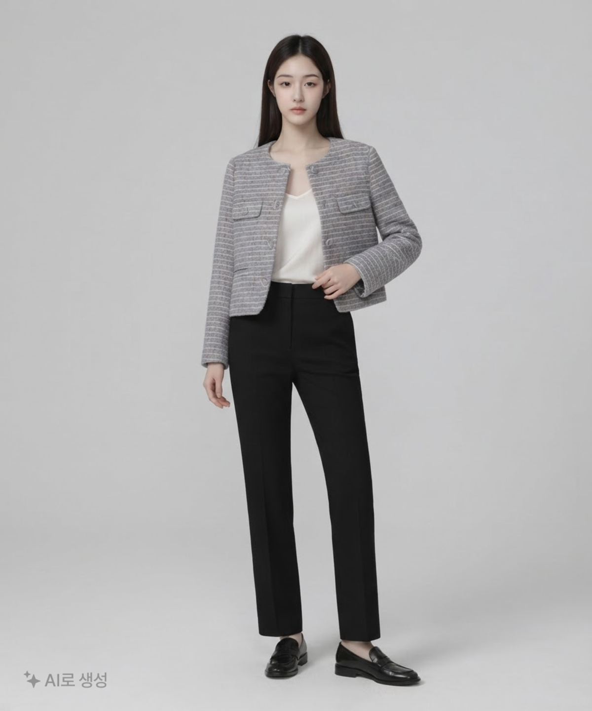 미쏘(MIXXO) R넥 트위드 자켓 MIWJKC201G M