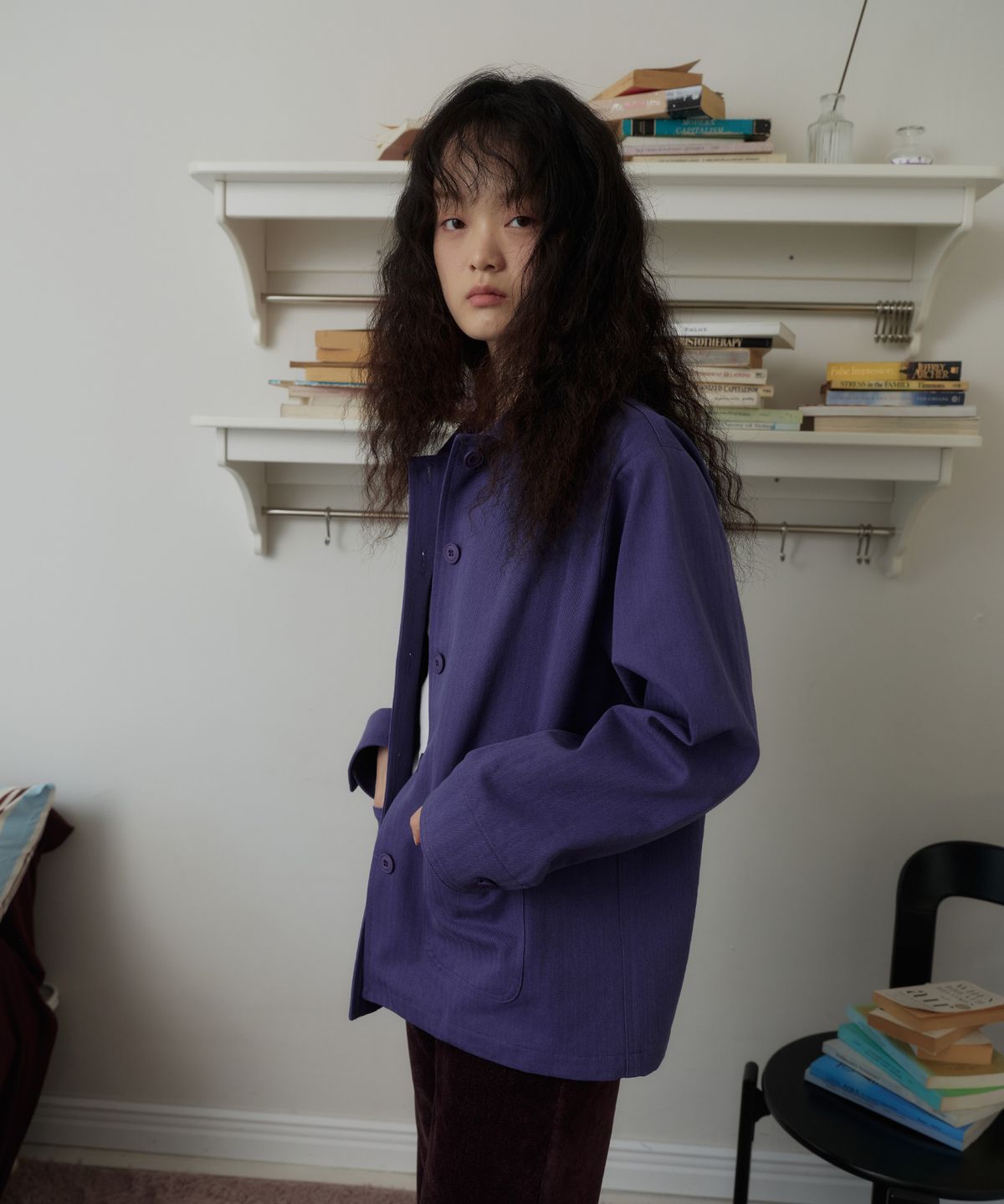 38컴온커먼(38COMEONCOMMON) Herringbone French Work Jacket (Purple)