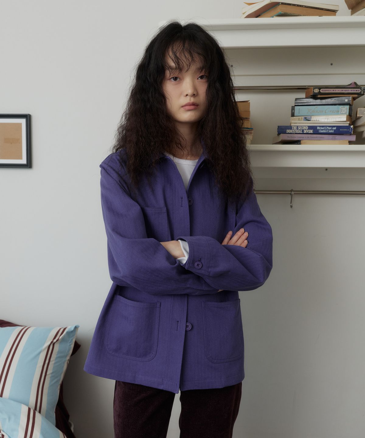 38컴온커먼(38COMEONCOMMON) Herringbone French Work Jacket (Purple)