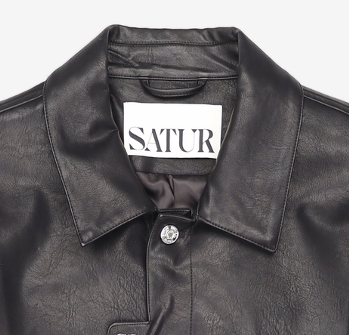 세터(SATUR) 심볼 브로치 폭스 레더 자켓 클래식 L