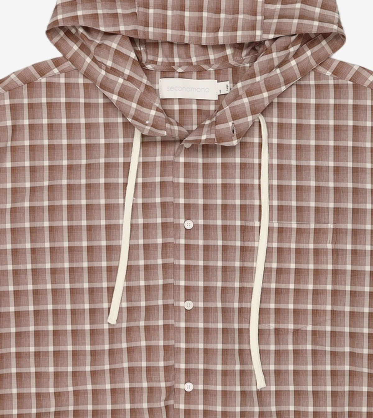 세컨모놀로그(SECONDMONO) Check Hooded Shirt L