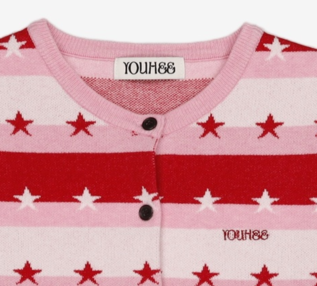 유희(YOUHEE) STAR STRIPE CARDIGAN PINK FREE