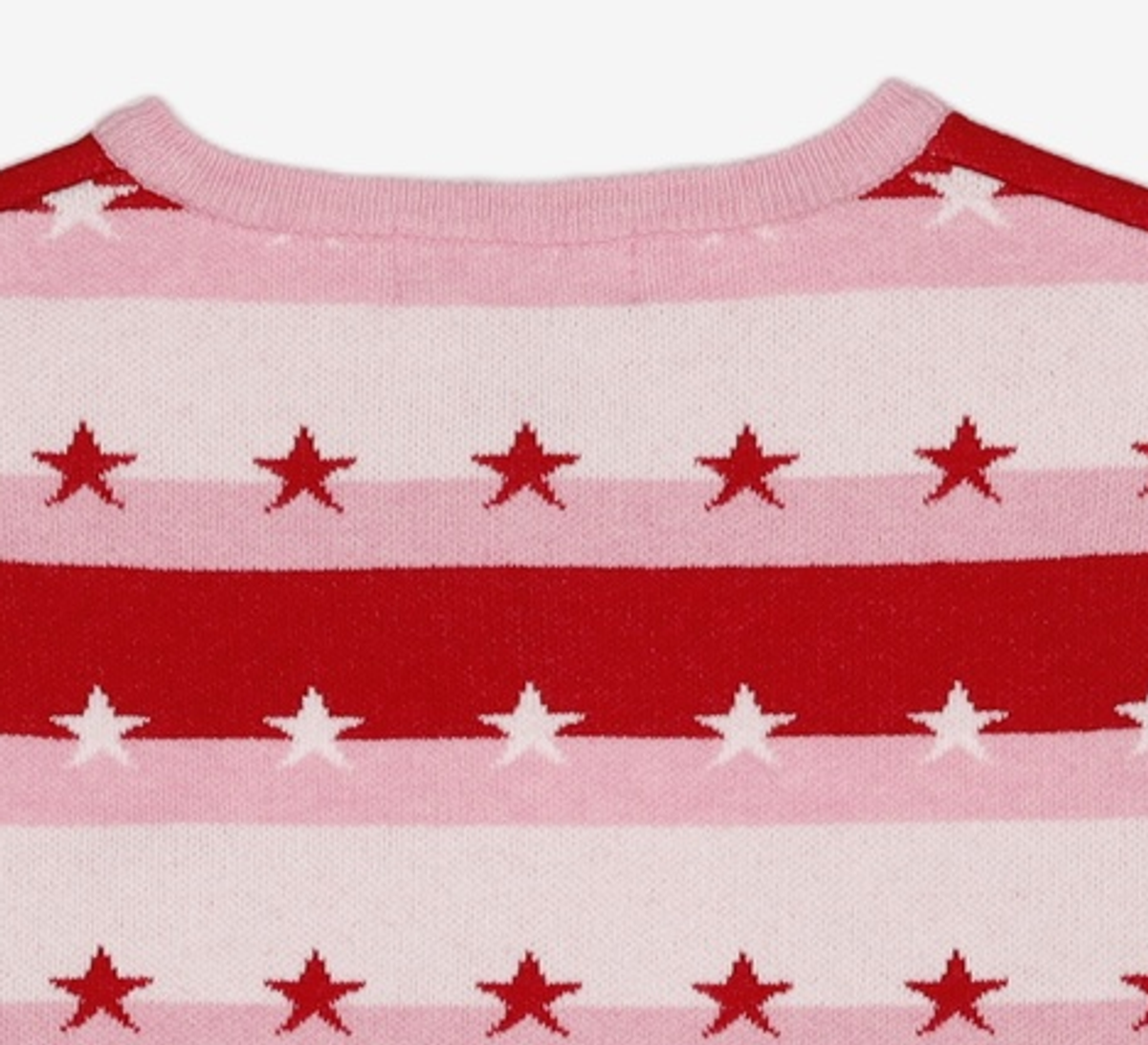 유희(YOUHEE) STAR STRIPE CARDIGAN PINK FREE