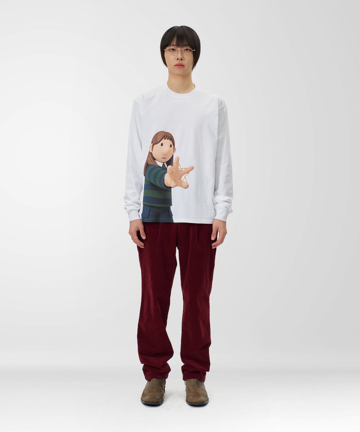라퍼(LAUGHER) [2PACK] 리트와메트 별 & 너도 나도 롱슬리브 티셔츠 - 화이트