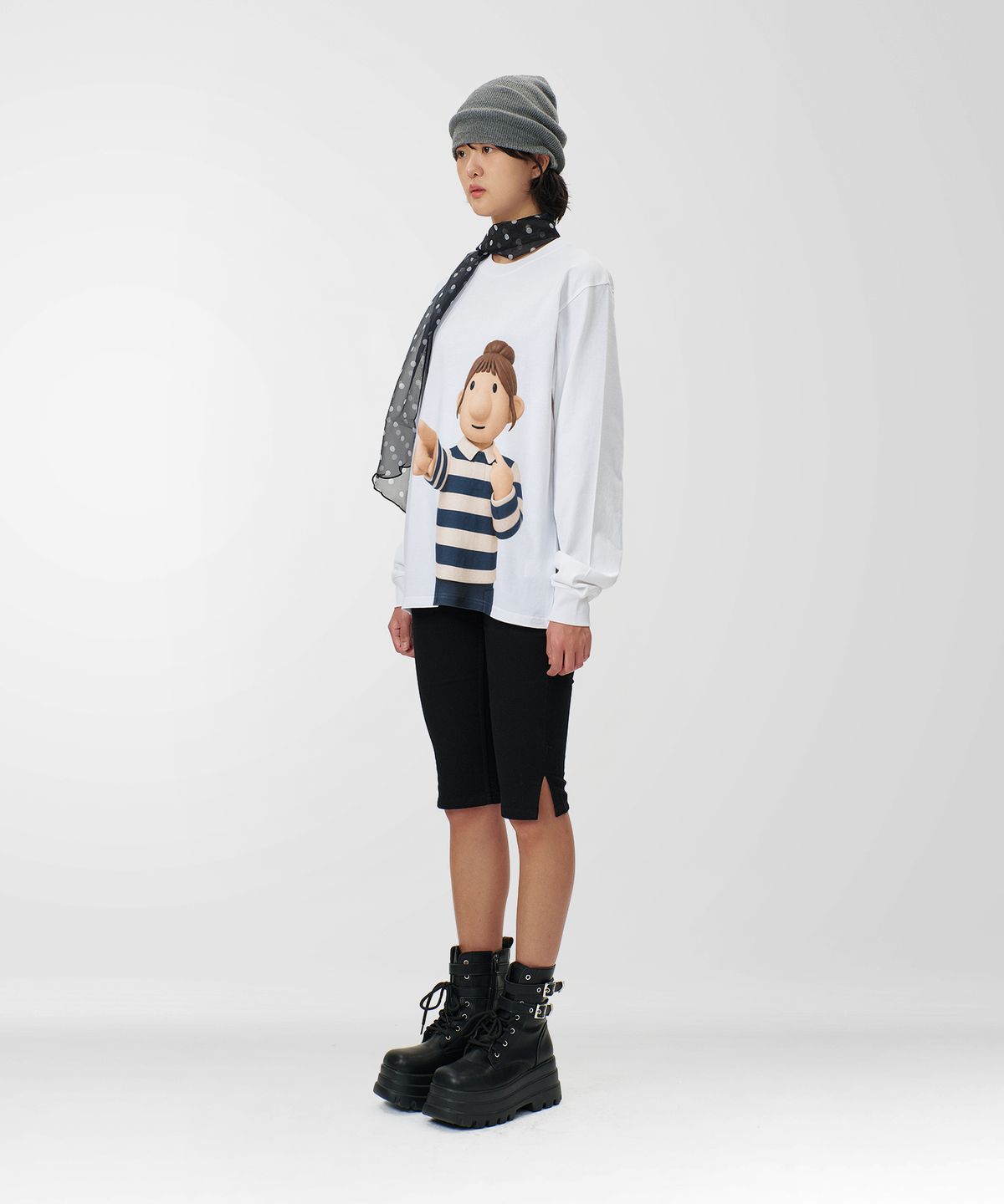 라퍼(LAUGHER) [2PACK] 리트와메트 별 & 너도 나도 롱슬리브 티셔츠 - 화이트