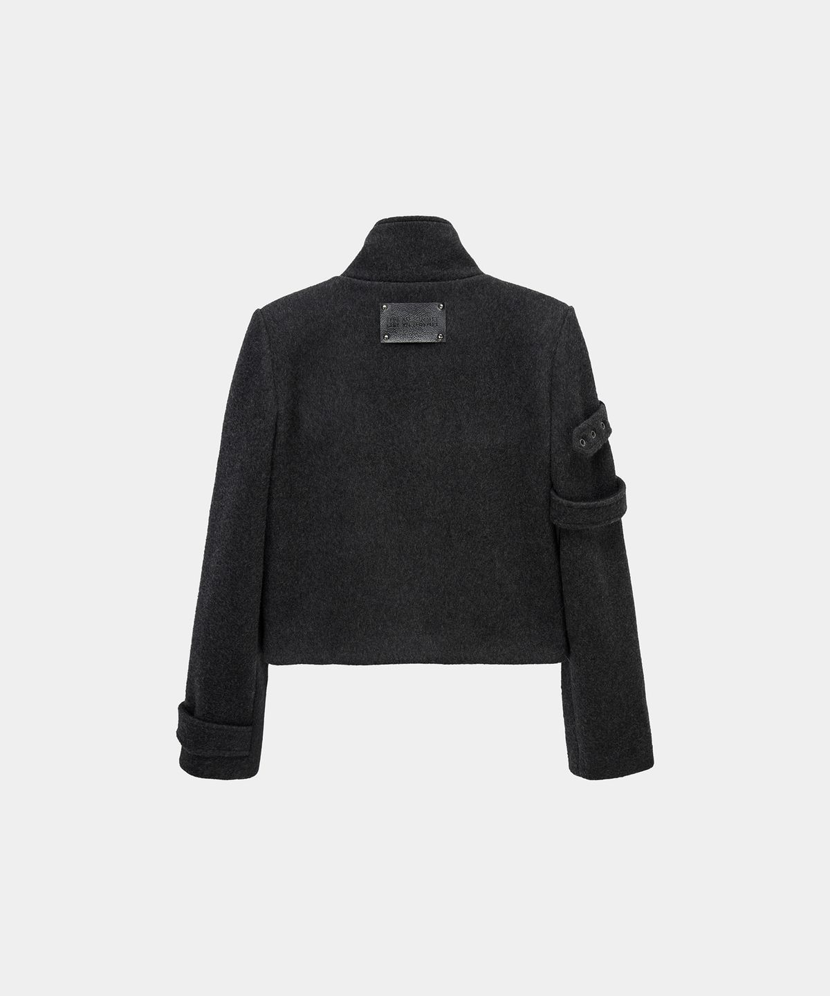 에트오소메(ETRE AU SOMMET) Contrast Panel Buckle Short Coat (Black)