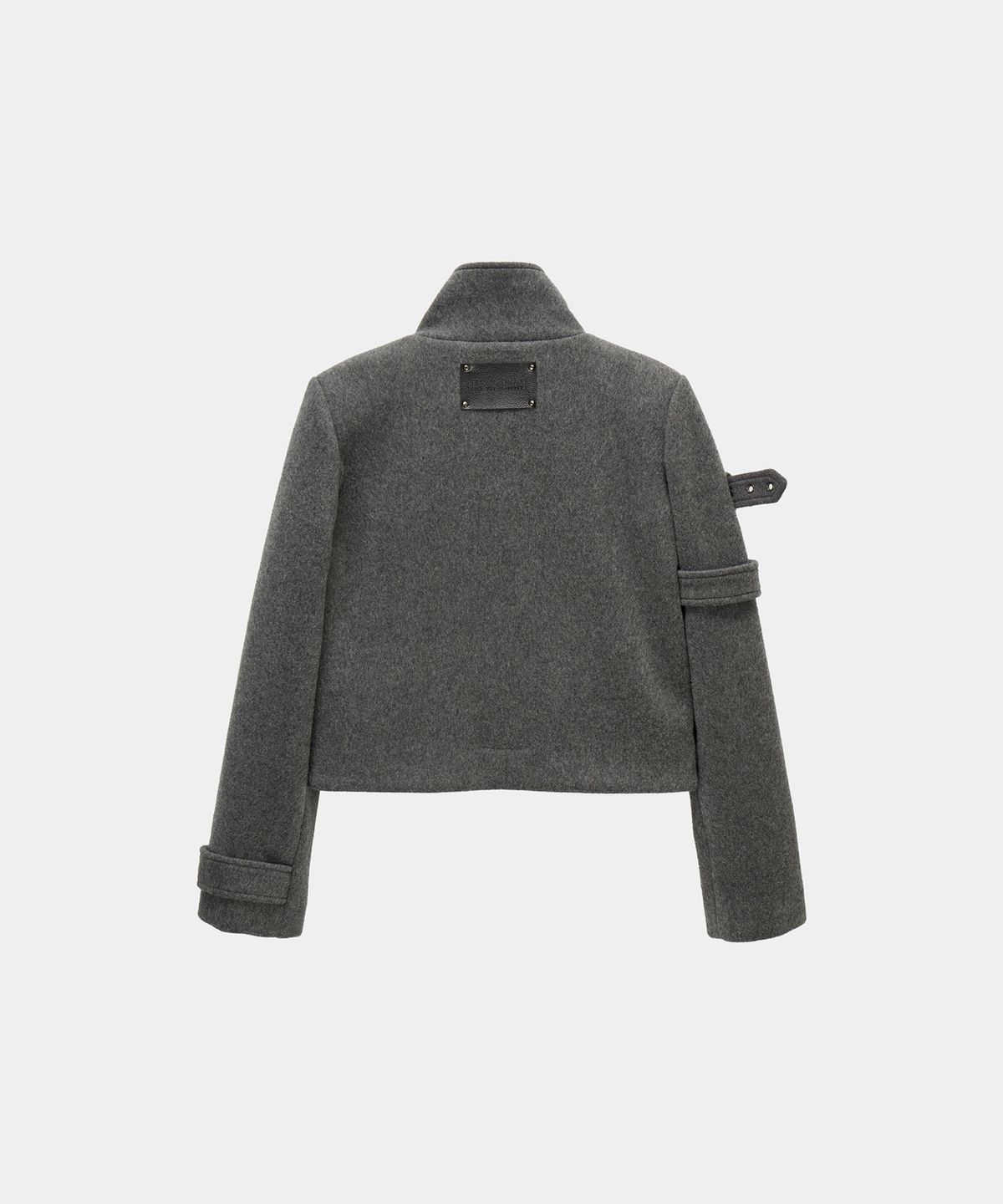 에트오소메(ETRE AU SOMMET) Contrast Panel Buckle Short Coat (Charcoal)