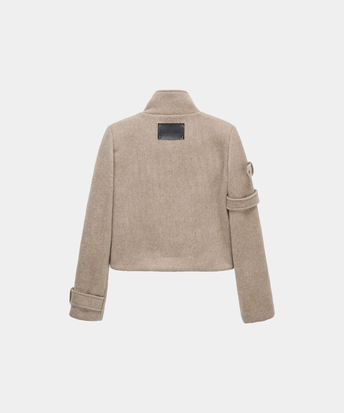 에트오소메(ETRE AU SOMMET) Contrast Panel Buckle Short Coat (Beige)