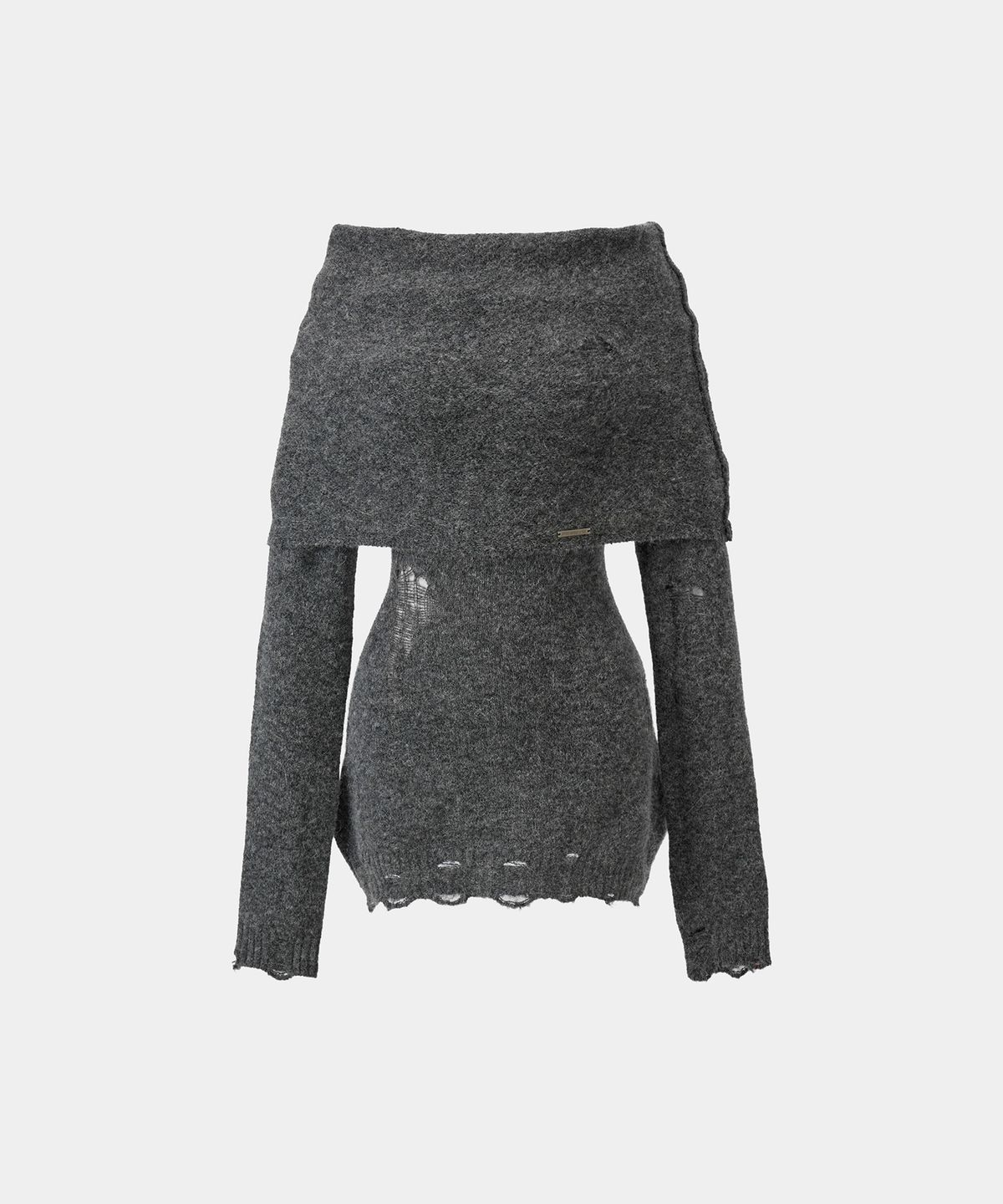 에트오소메(ETRE AU SOMMET) Drape One-Shoulder  Knit One-Piece (Charcoal)