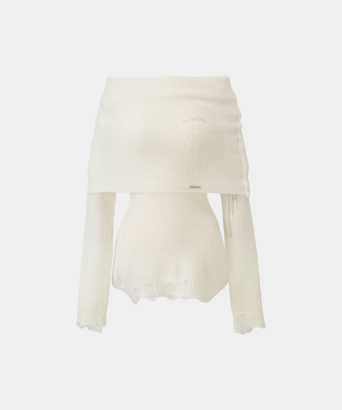 에트오소메(ETRE AU SOMMET) Drape One-Shoulder  Knit One-Piece (Ivory)