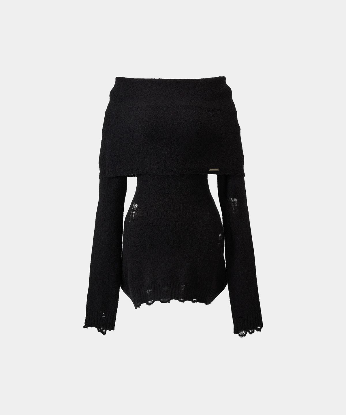 에트오소메(ETRE AU SOMMET) Drape One-Shoulder  Knit One-Piece (Black)