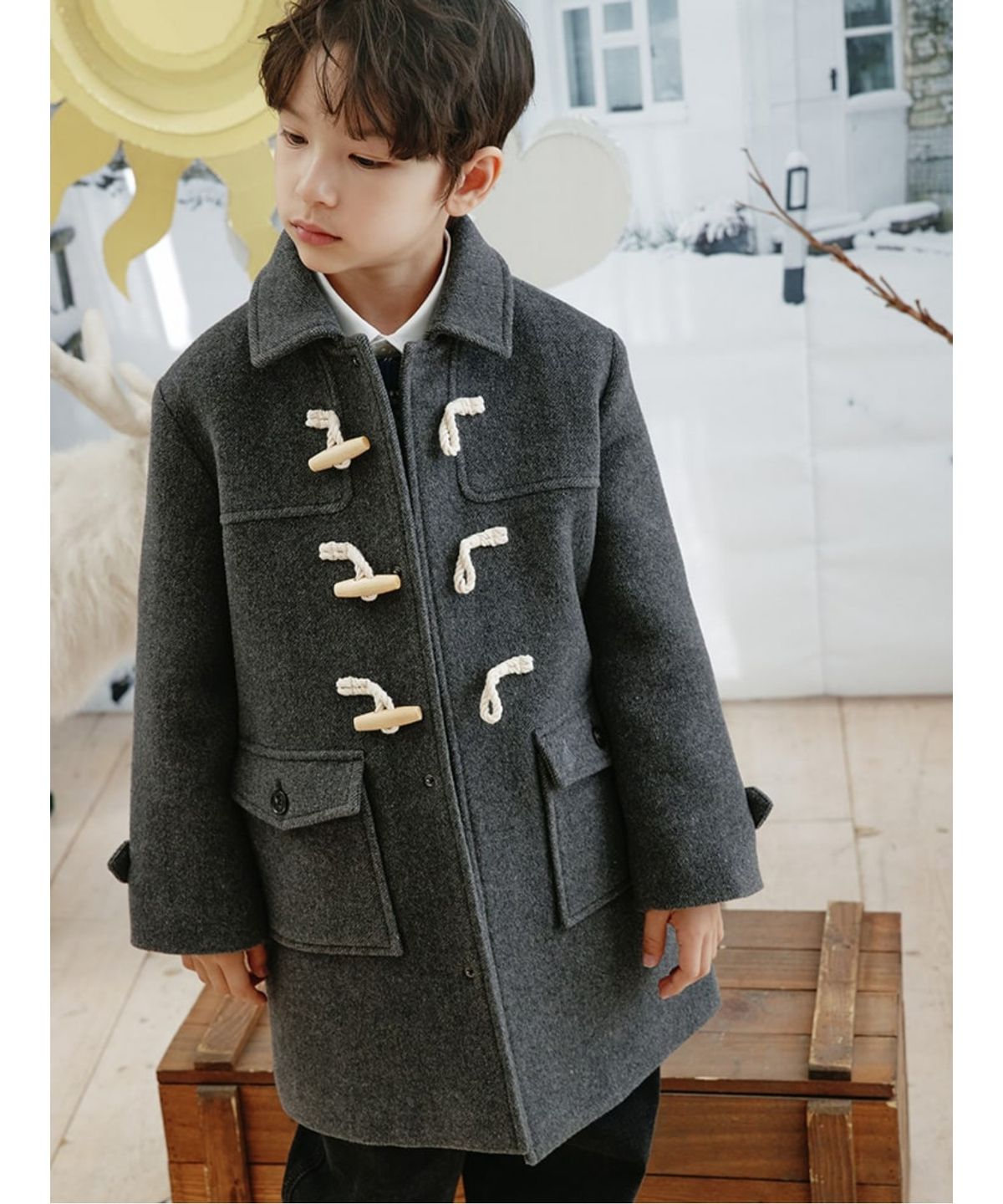 빈폴 키즈(BEANPOLE KIDS) [Essential] 클래식 더플 코트  애쉬 (BI693TUE14)