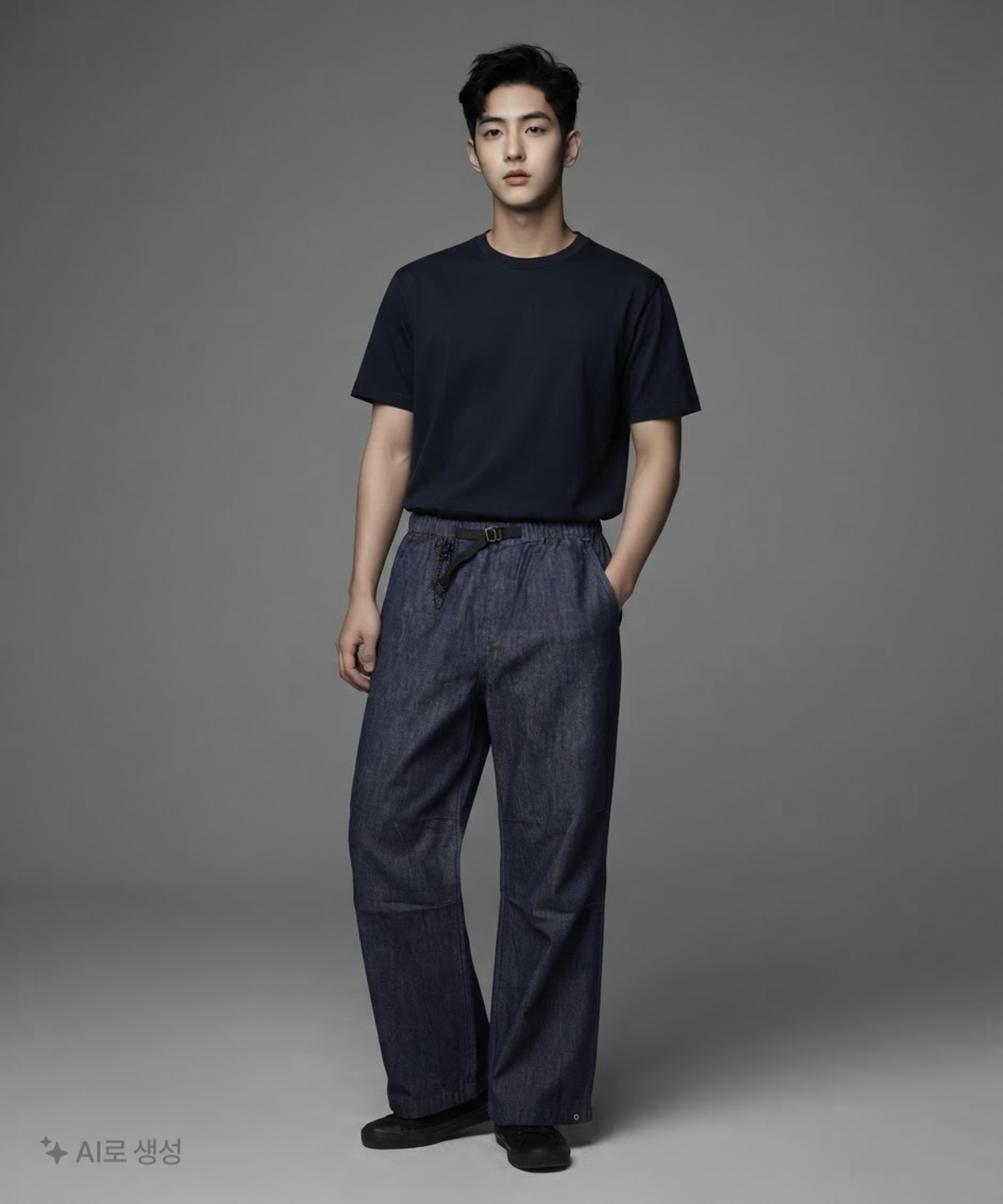 무신사 스탠다드(MUSINSA STANDARD) [시티 레저] 벨티드 데님 파라슈트 팬츠 38