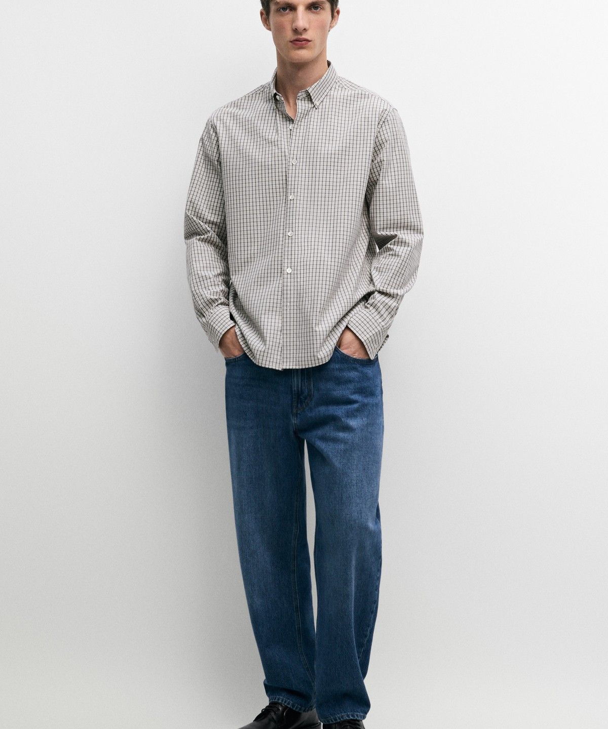 마시모두띠(MASSIMO DUTTI) 100% 코튼 체크 레귤러 핏 셔츠