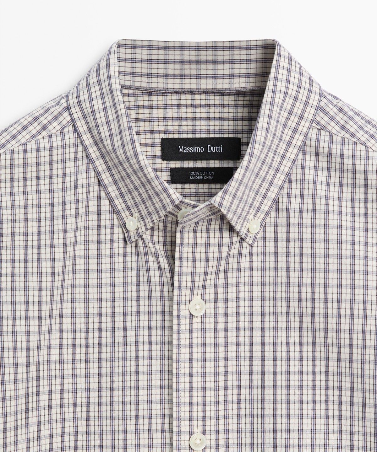 마시모두띠(MASSIMO DUTTI) 100% 코튼 체크 레귤러 핏 셔츠