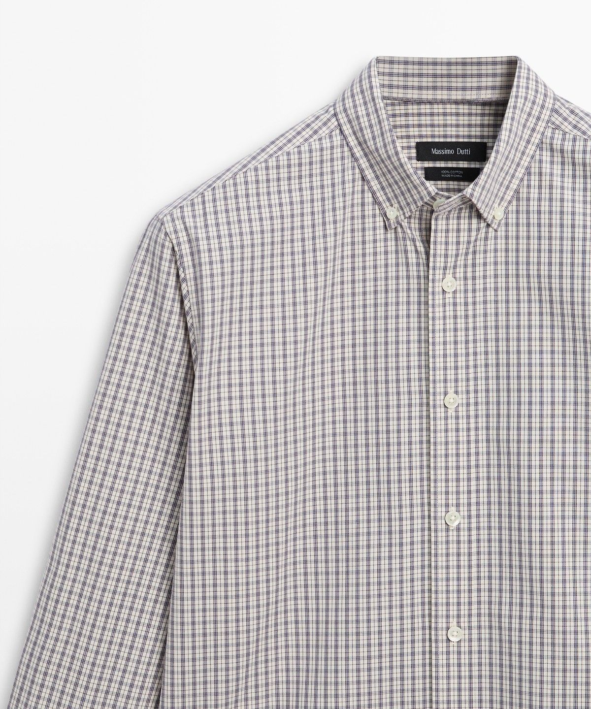 마시모두띠(MASSIMO DUTTI) 100% 코튼 체크 레귤러 핏 셔츠