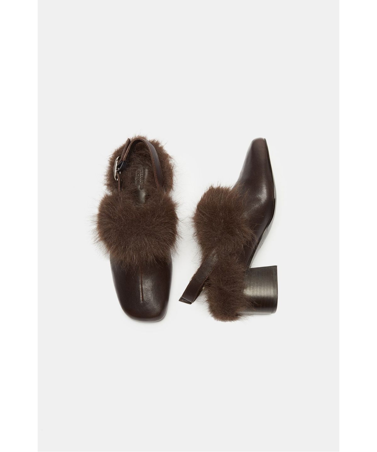슈콤마보니(SUECOMMA BONNIE) Volume up Fur buckle slingback(brown)_DG2DW26701BRN