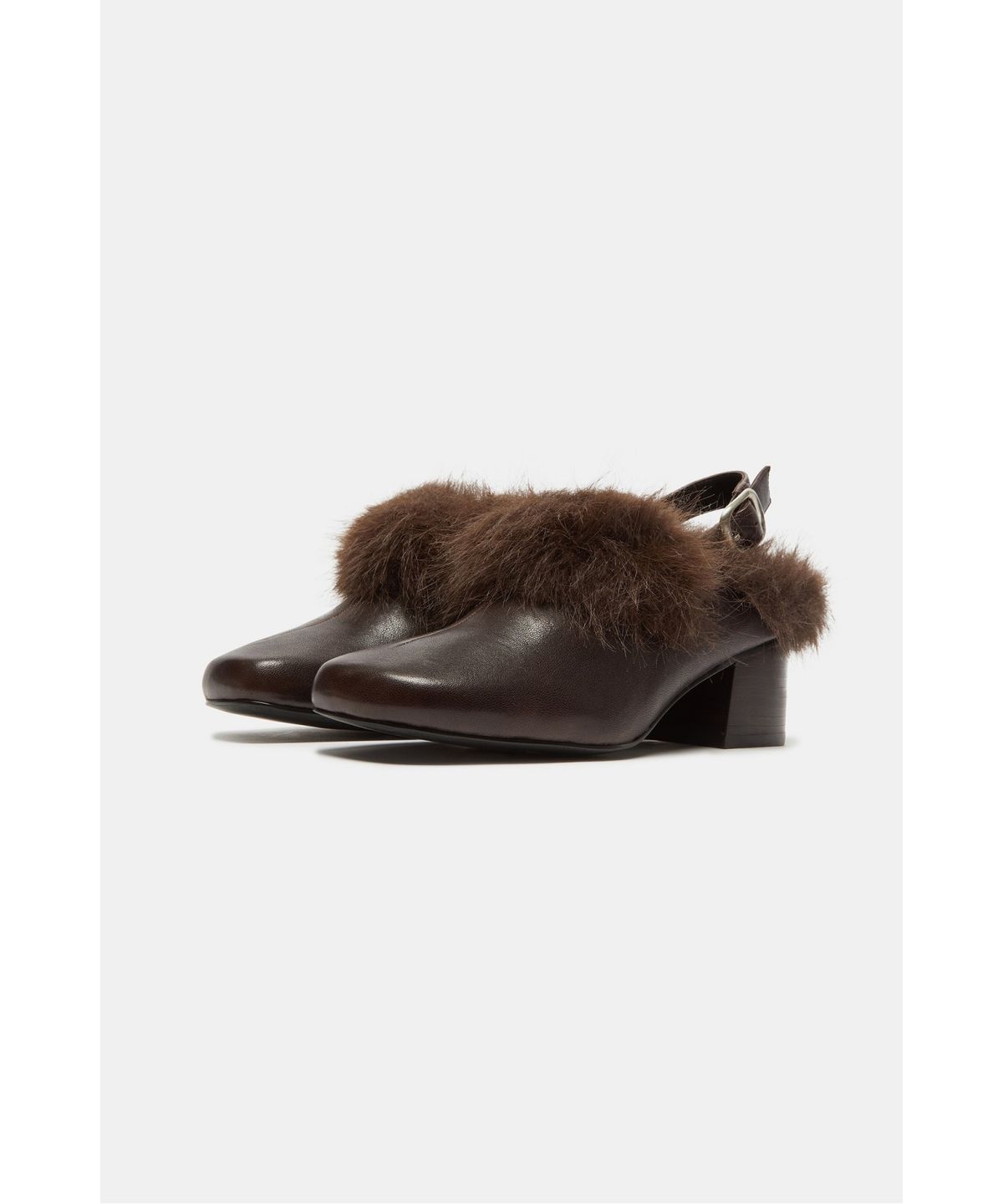 슈콤마보니(SUECOMMA BONNIE) Volume up Fur buckle slingback(brown)_DG2DW26701BRN
