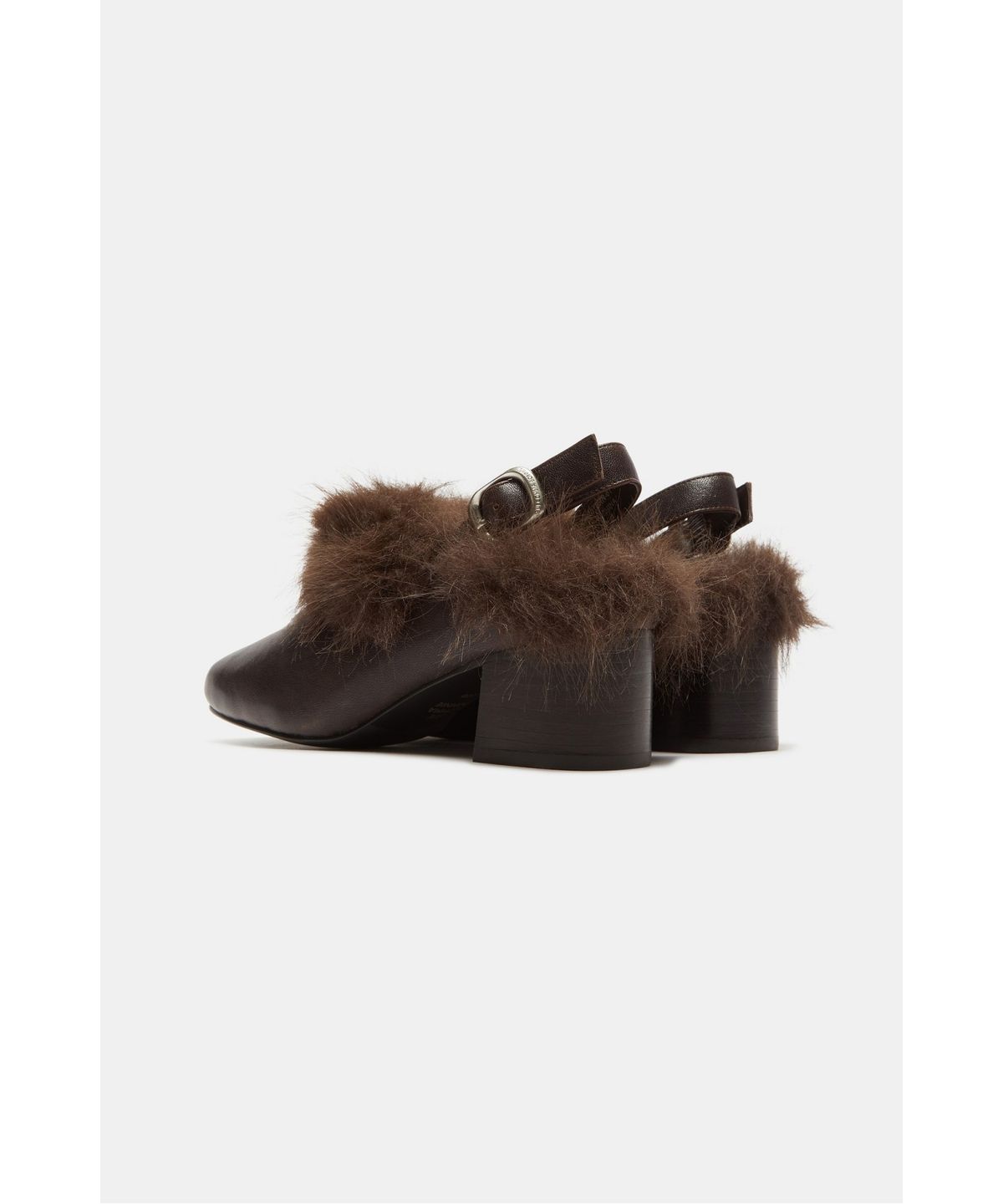 슈콤마보니(SUECOMMA BONNIE) Volume up Fur buckle slingback(brown)_DG2DW26701BRN