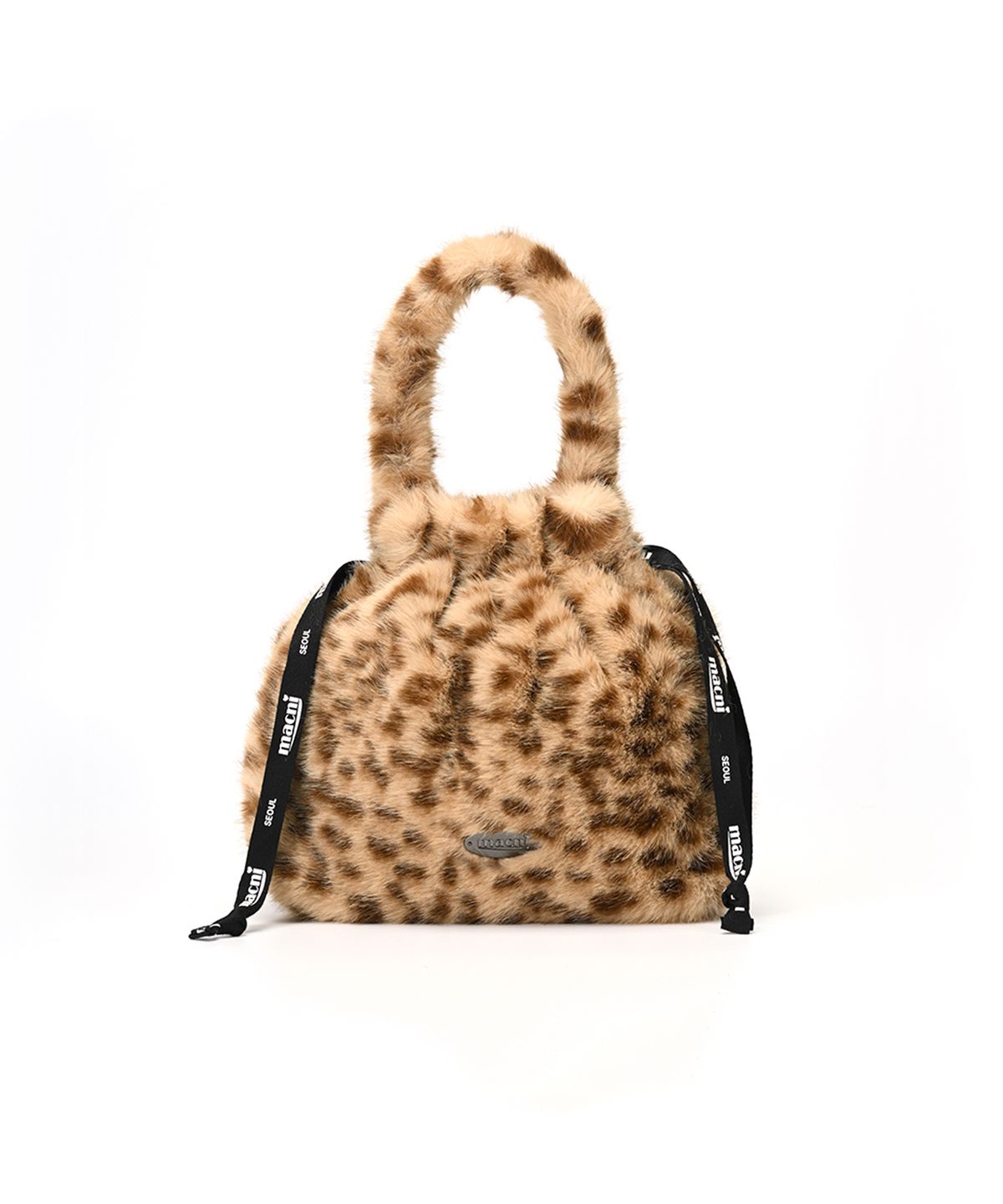 마크니(MACNI) POPO LEOPARD STRING POUCH BAG CAMEL