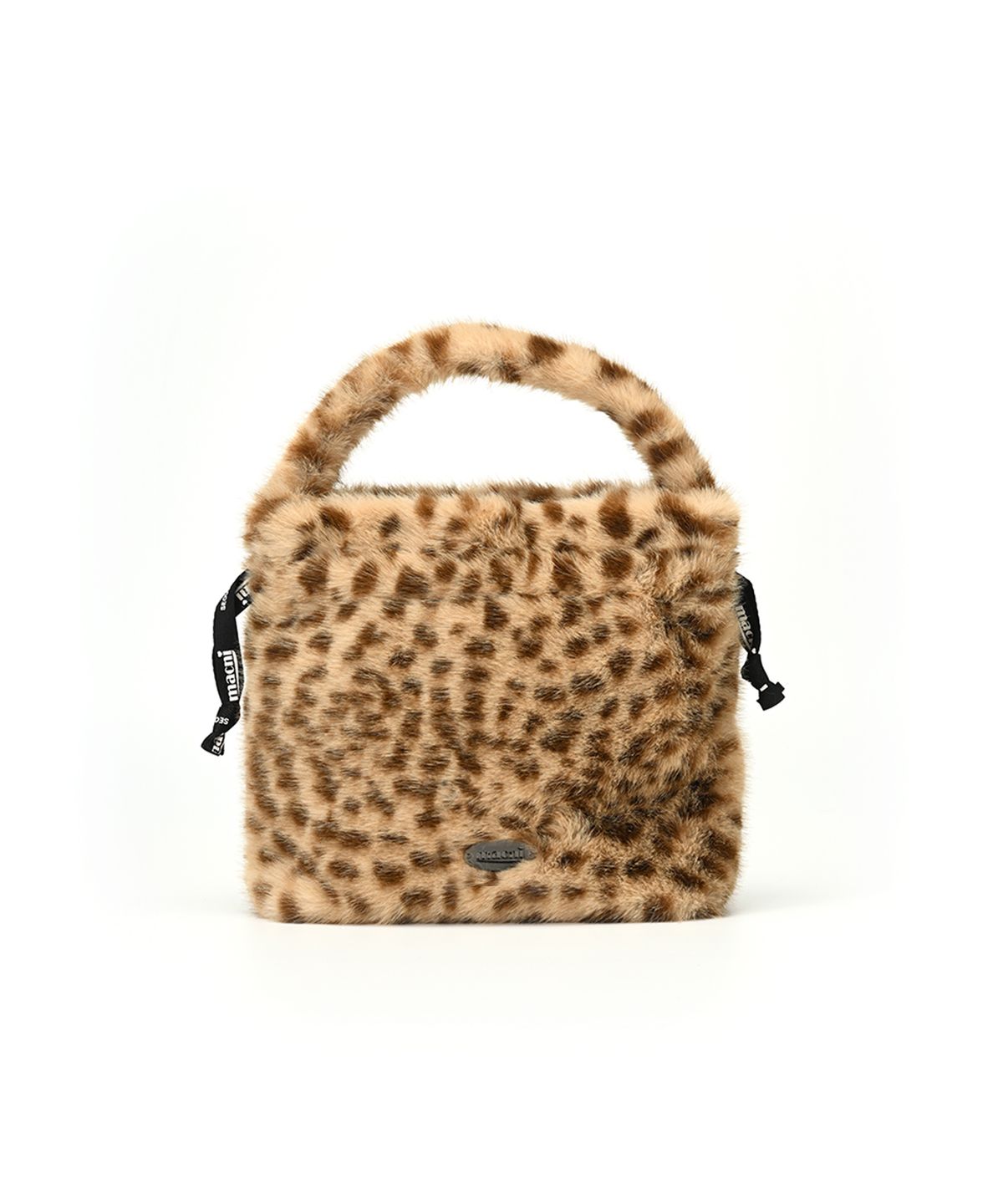 마크니(MACNI) POPO LEOPARD STRING POUCH BAG CAMEL