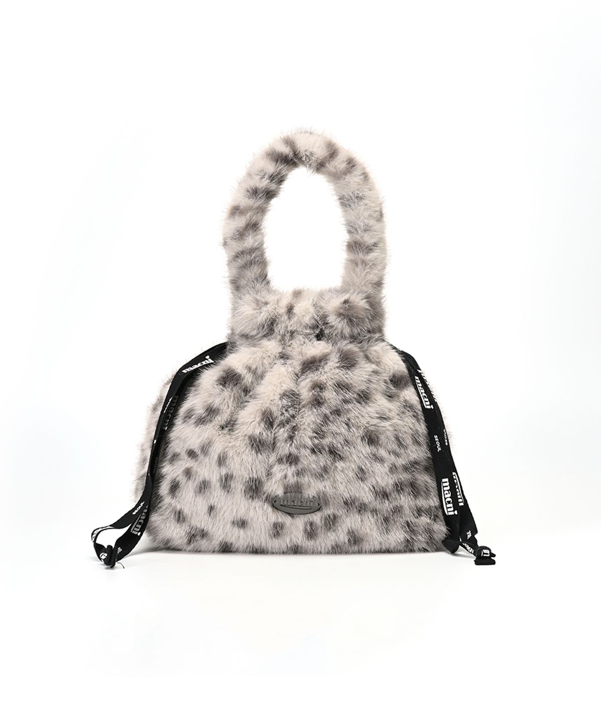 마크니(MACNI) POPO LEOPARD STRING POUCH BAG GREY