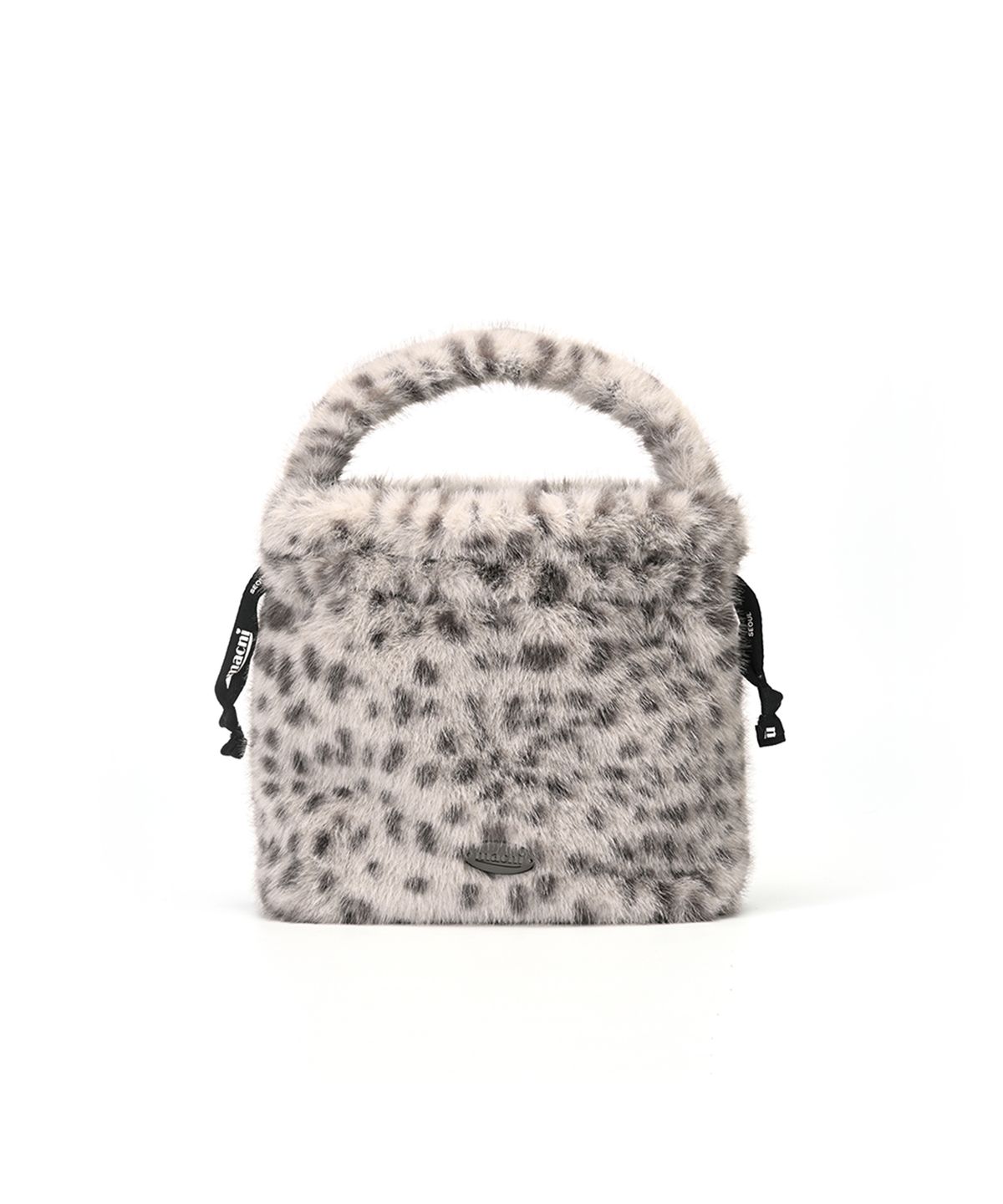마크니(MACNI) POPO LEOPARD STRING POUCH BAG GREY
