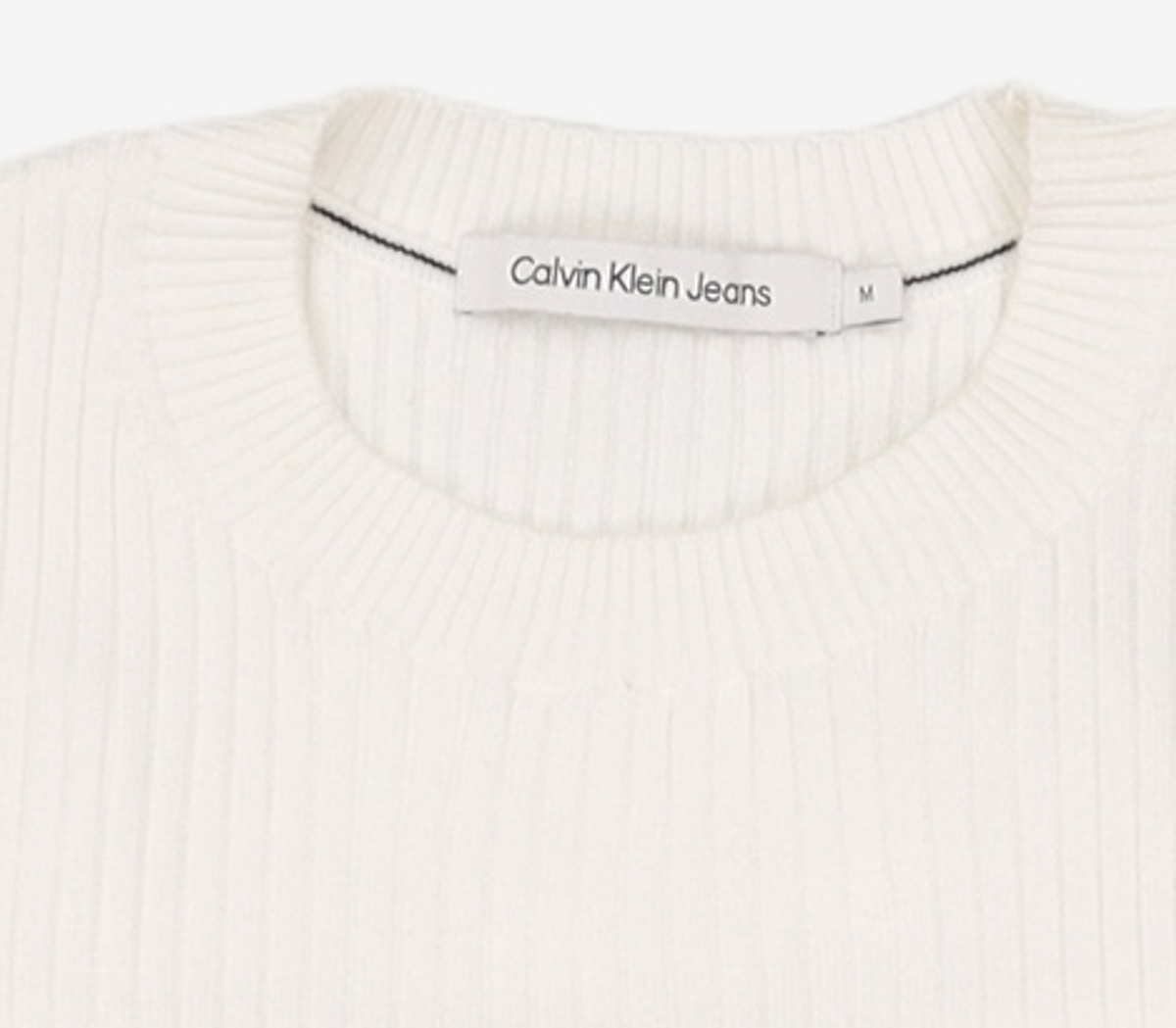 캘빈클라인 진(CALVIN KLEIN JEANS) 여 화이트 3 IN 1 립 반팔 스웨터 M