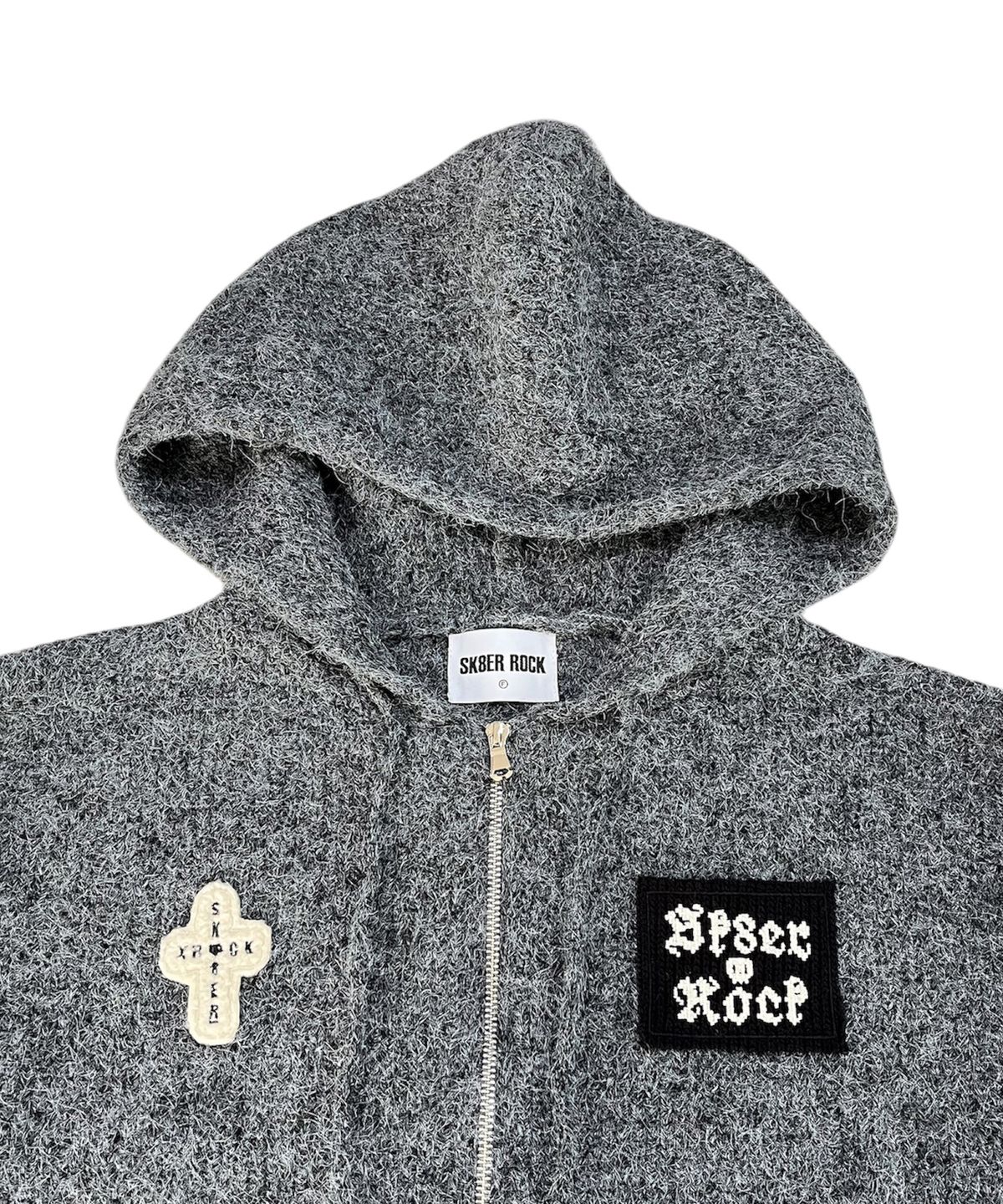 스케이터락(SK8ER ROCK) Fuzzy Patch Kint Zip Hoodie (Gray)