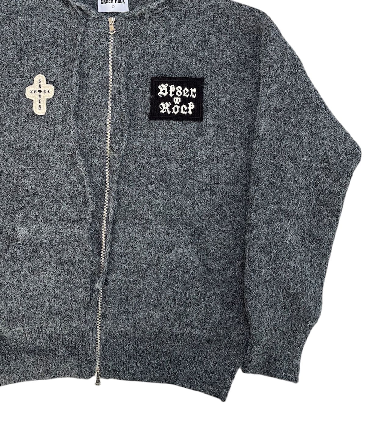 스케이터락(SK8ER ROCK) Fuzzy Patch Kint Zip Hoodie (Gray)