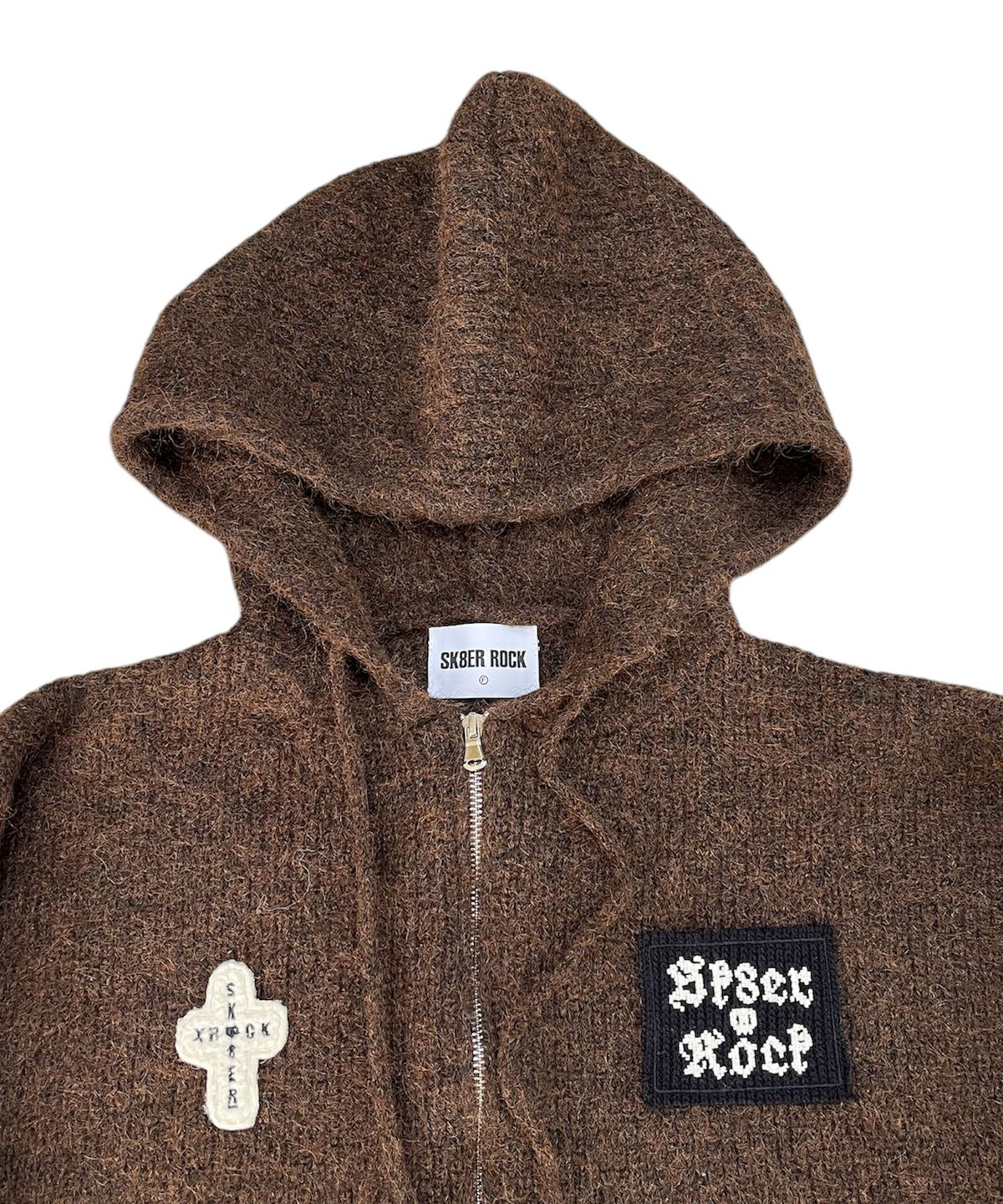 스케이터락(SK8ER ROCK) Fuzzy Patch Kint Zip Hoodie (brown)