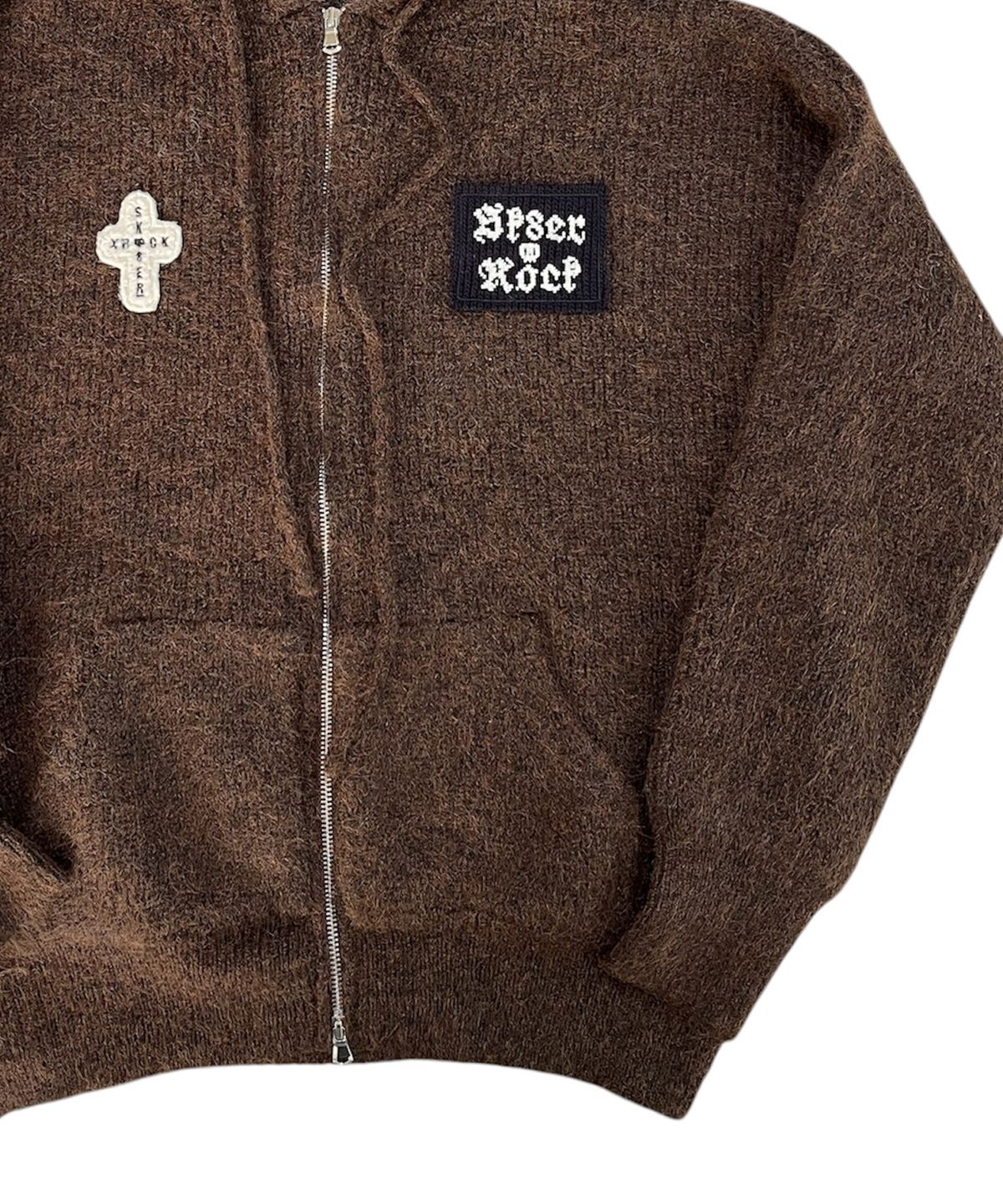 스케이터락(SK8ER ROCK) Fuzzy Patch Kint Zip Hoodie (brown)