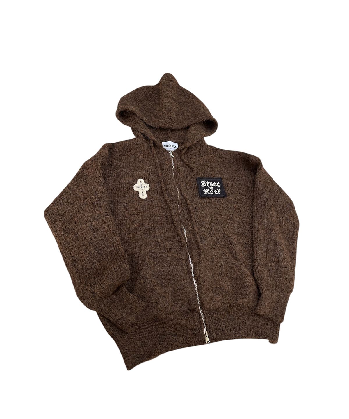 스케이터락(SK8ER ROCK) Fuzzy Patch Kint Zip Hoodie (brown)