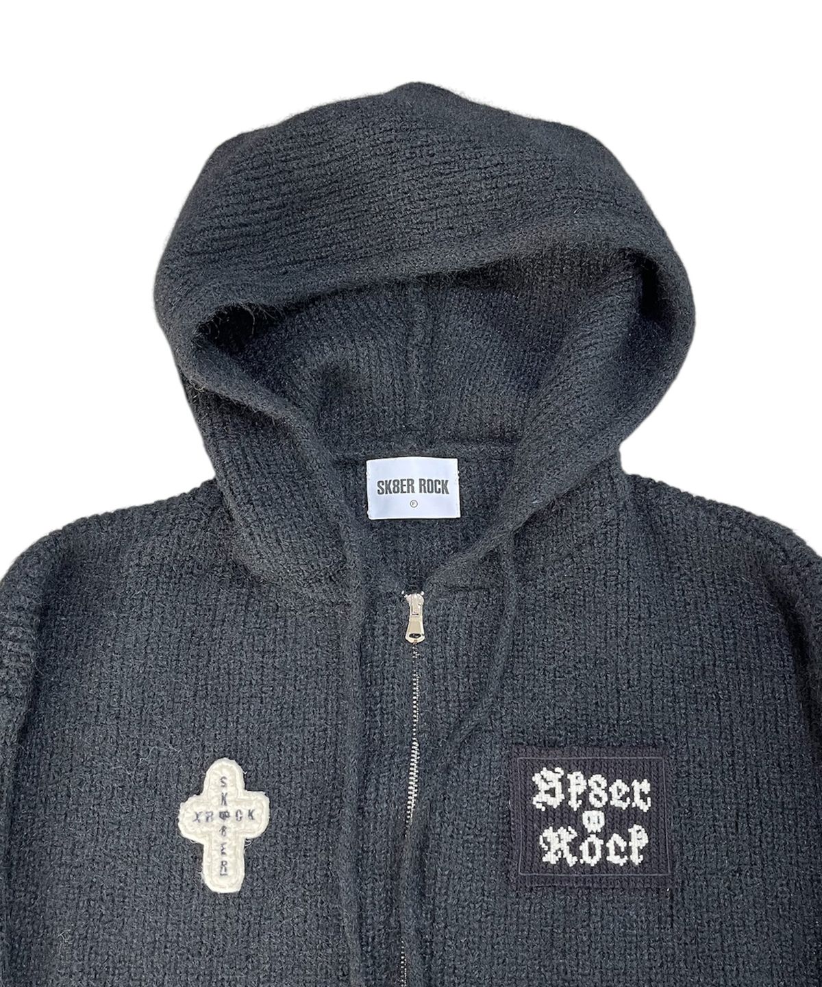 스케이터락(SK8ER ROCK) Fuzzy Patch Kint Zip Hoodie (black)