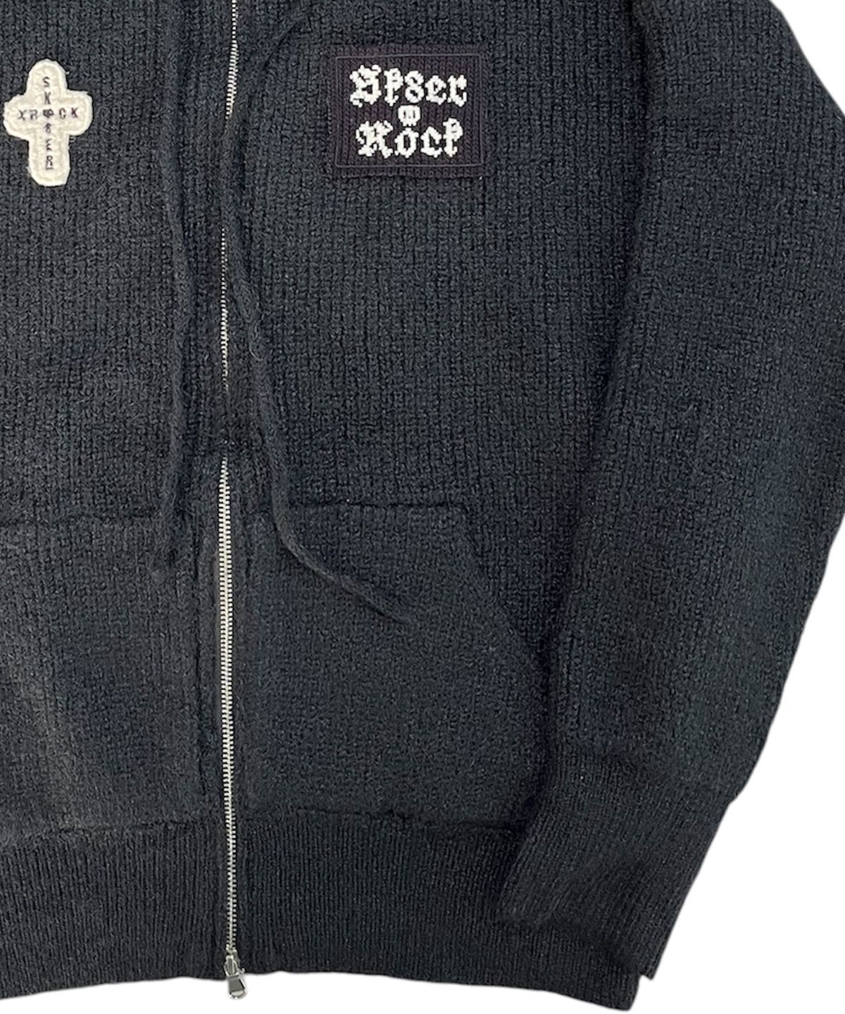 스케이터락(SK8ER ROCK) Fuzzy Patch Kint Zip Hoodie (black)