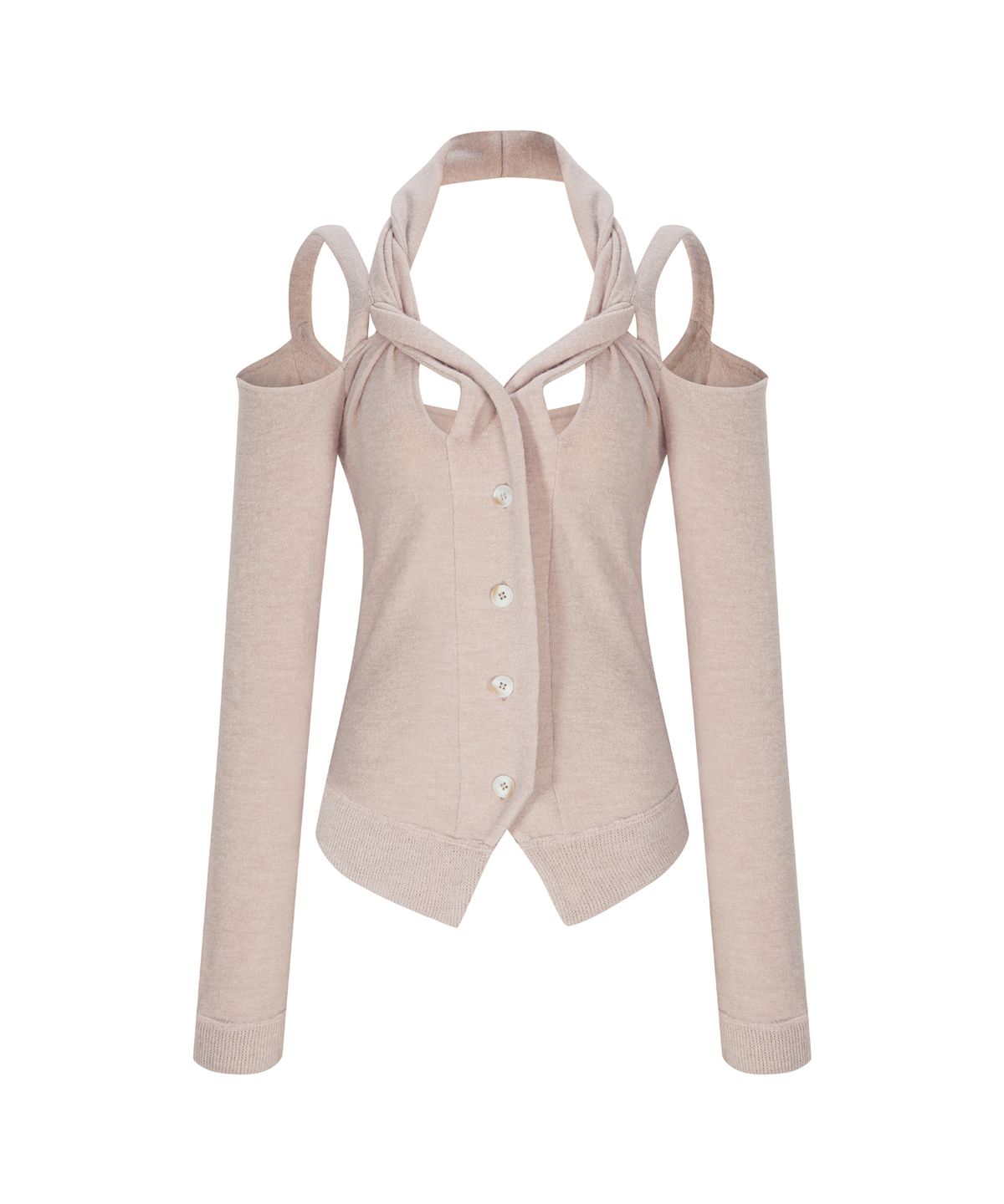 플리즈노팔로우(PLEASENOFOLLOW) Glimmer Rope Strap Cardigan (Baby Pink)