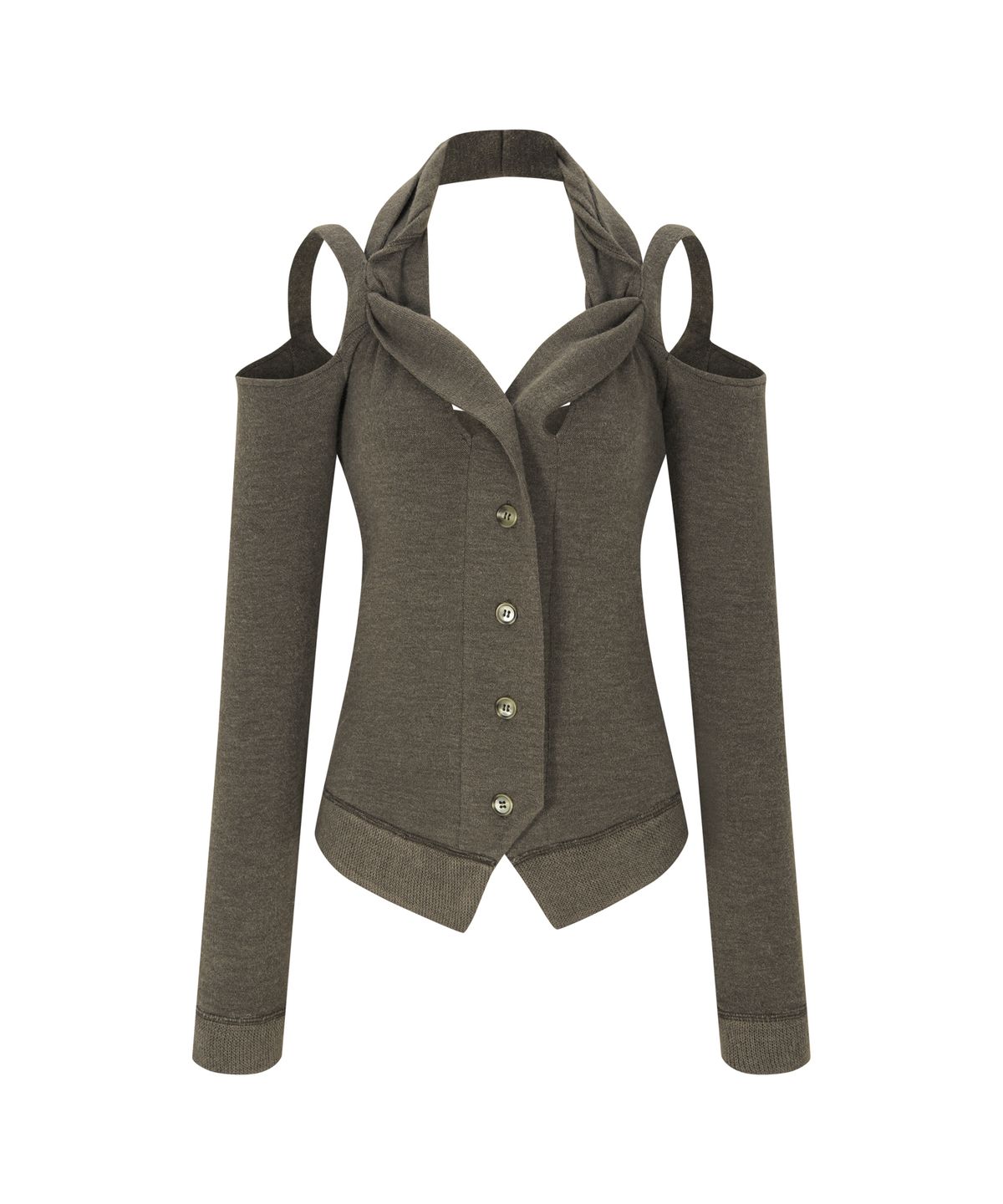 플리즈노팔로우(PLEASENOFOLLOW) Glimmer Rope Strap Cardigan (Moss Khaki)
