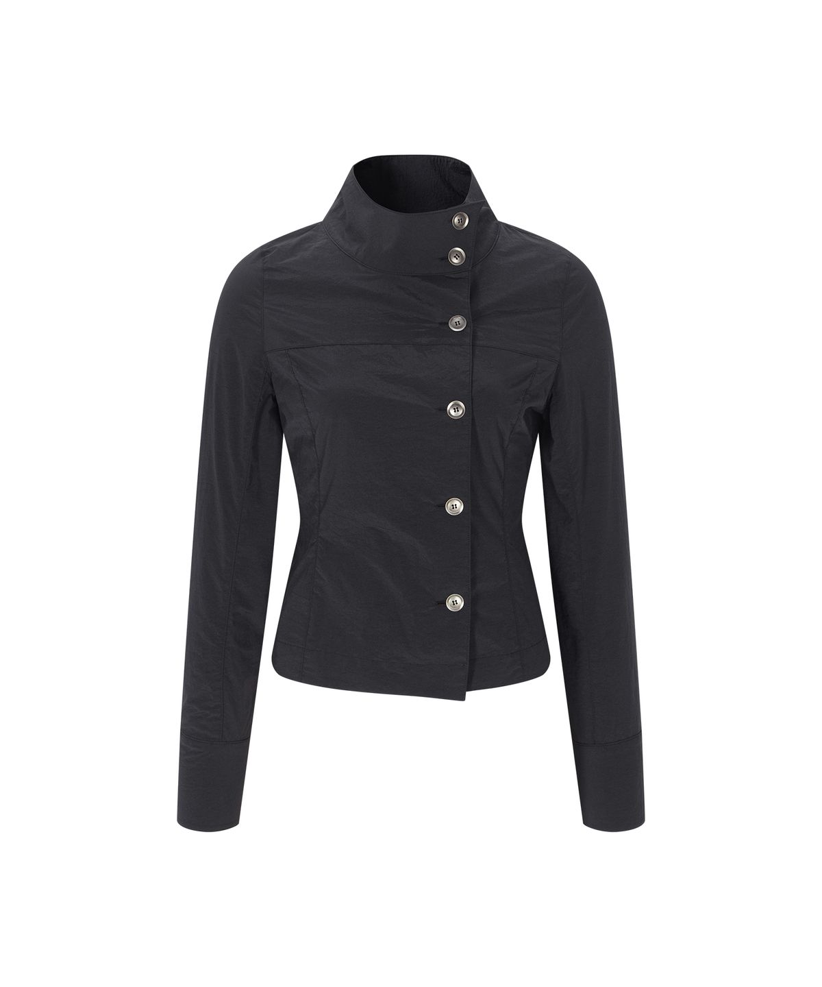 플리즈노팔로우(PLEASENOFOLLOW) Kelsey High Neck Button Shirt (Black)