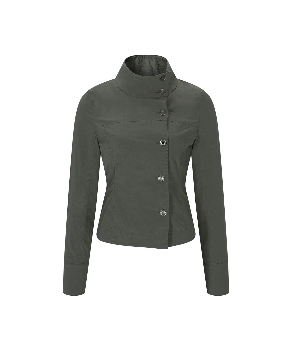 플리즈노팔로우(PLEASENOFOLLOW) Kelsey High Neck Button Shirt (Khaki)