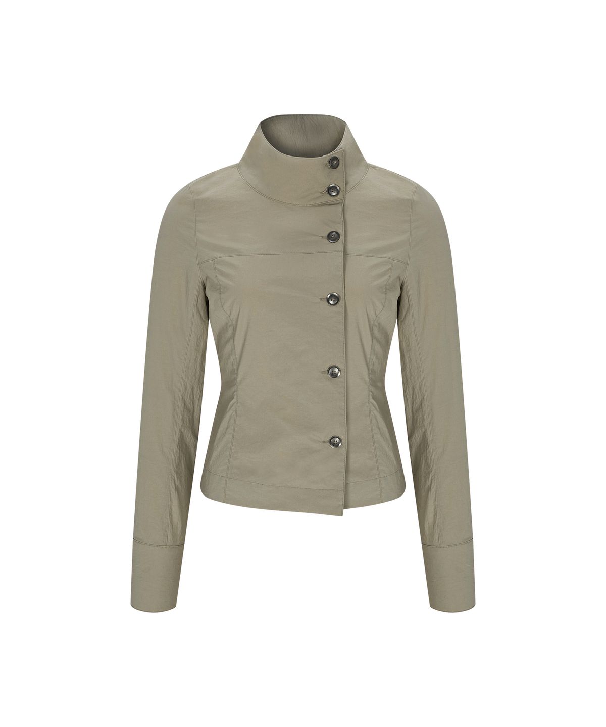 플리즈노팔로우(PLEASENOFOLLOW) Kelsey High Neck Button Shirt (Beige)